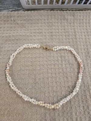 Vintage Multi-Strand Freshwater Pearl Beaded Necklace Gold Tone Clasp - Image 1