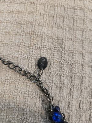 Vintage Multi-Strand Blue and Black Beaded Necklace Gold Tone Clasp - Thumbnail 4