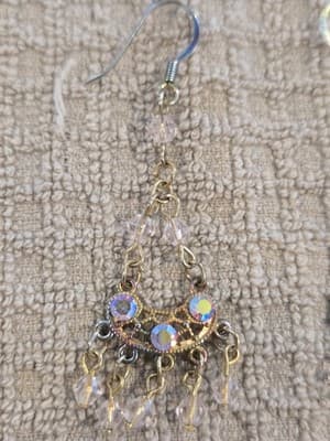 Aurora Borealis Vintage Crystal Seed Bead Chandelier Earrings - Thumbnail 2
