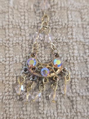 Aurora Borealis Vintage Crystal Seed Bead Chandelier Earrings - Thumbnail 4