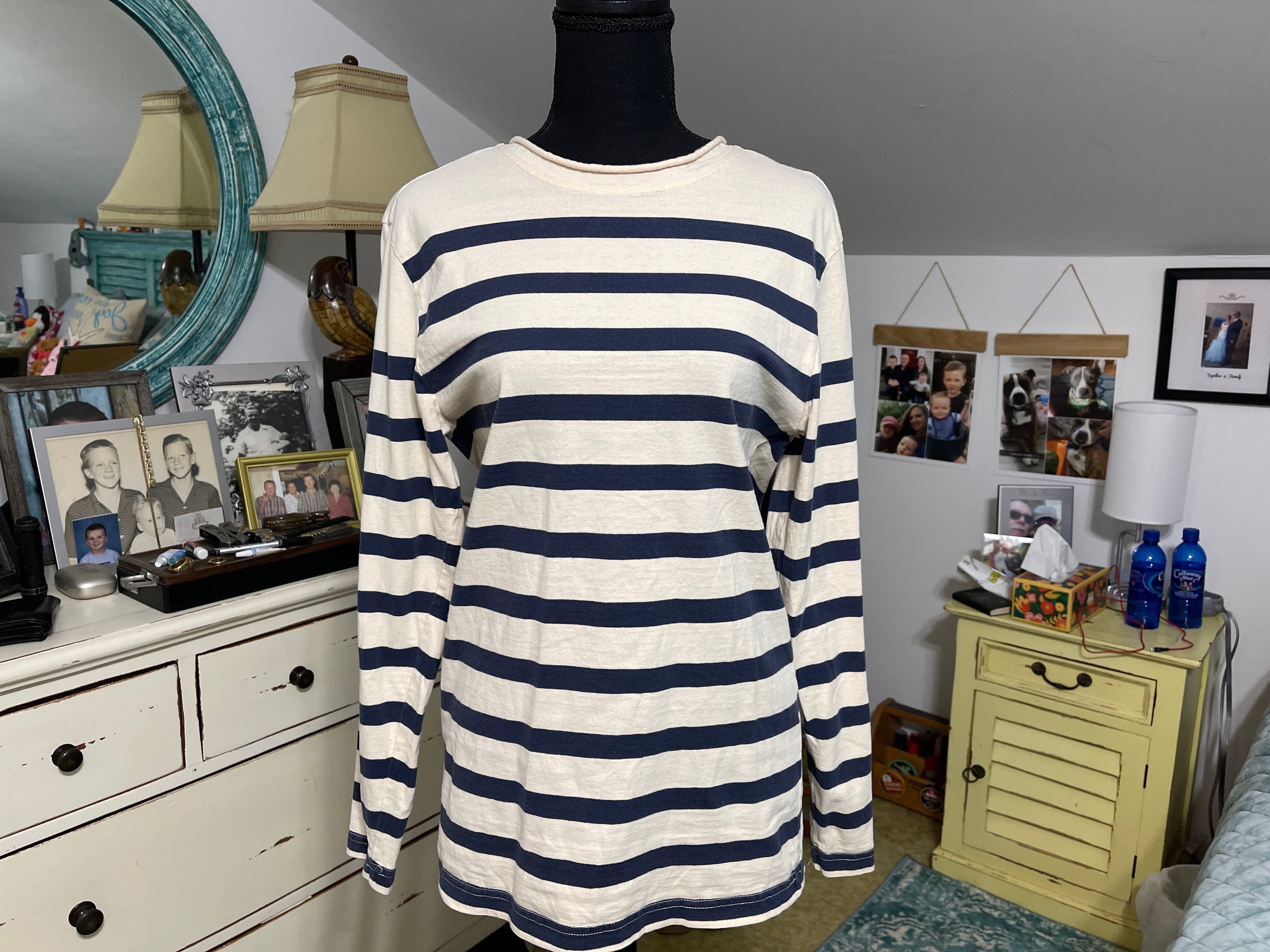 J. Peterman Vallauris Men’s Curled Boatneck Collar L/S Cotton Shirt size Small - Image 1