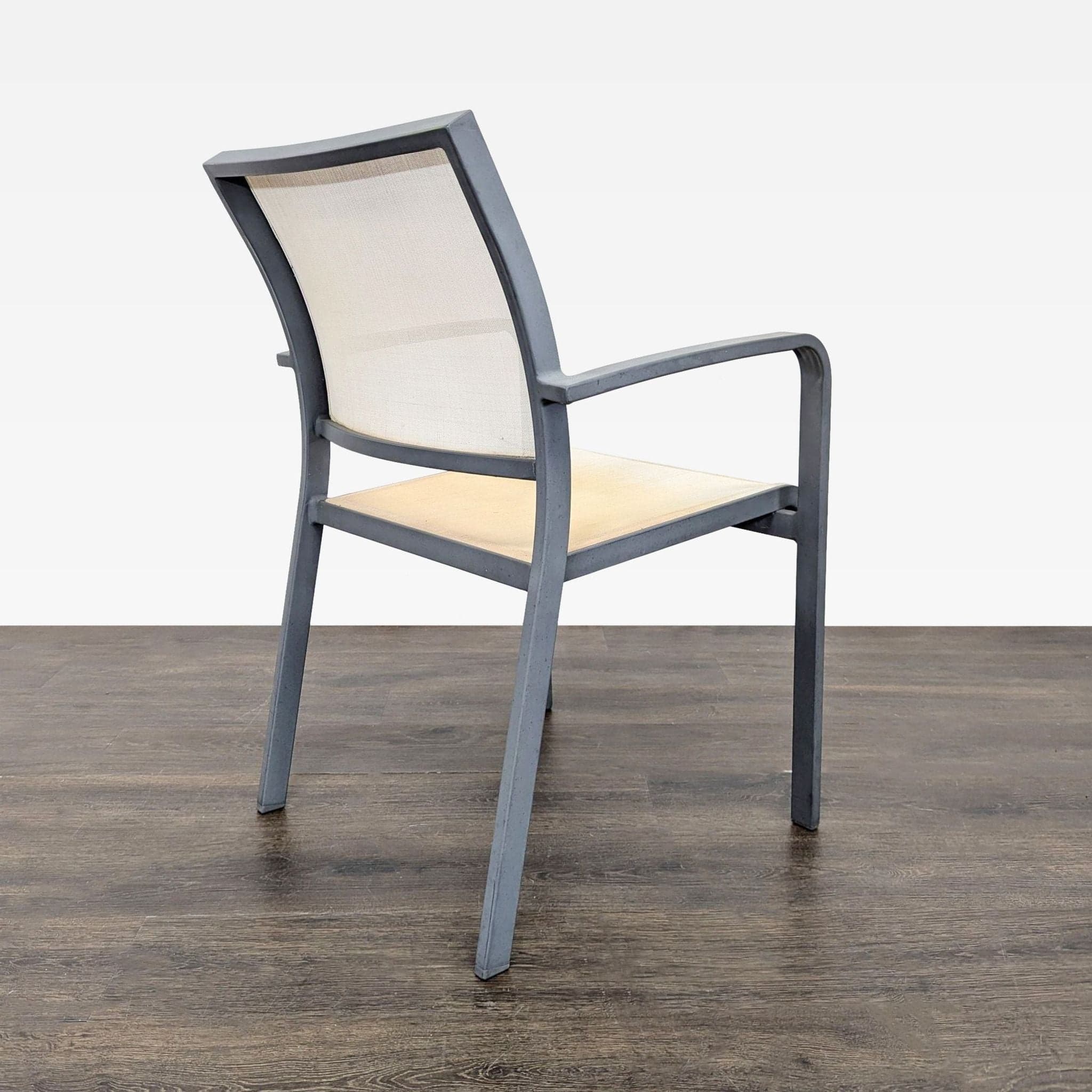 Set of 4 Modern Beige Mesh Armchair with Metal Frame - Thumbnail 5