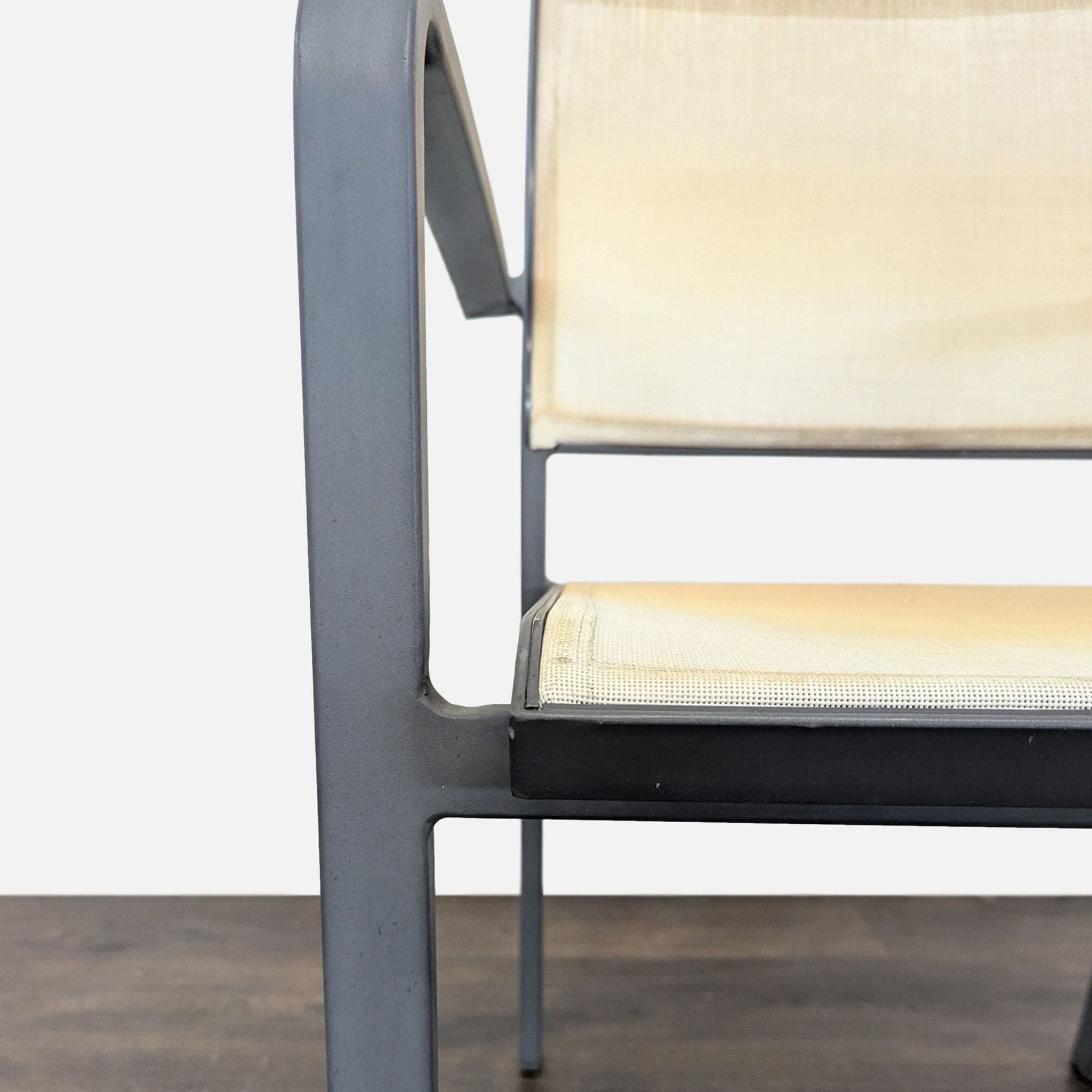 Set of 4 Modern Beige Mesh Armchair with Metal Frame - Thumbnail 7