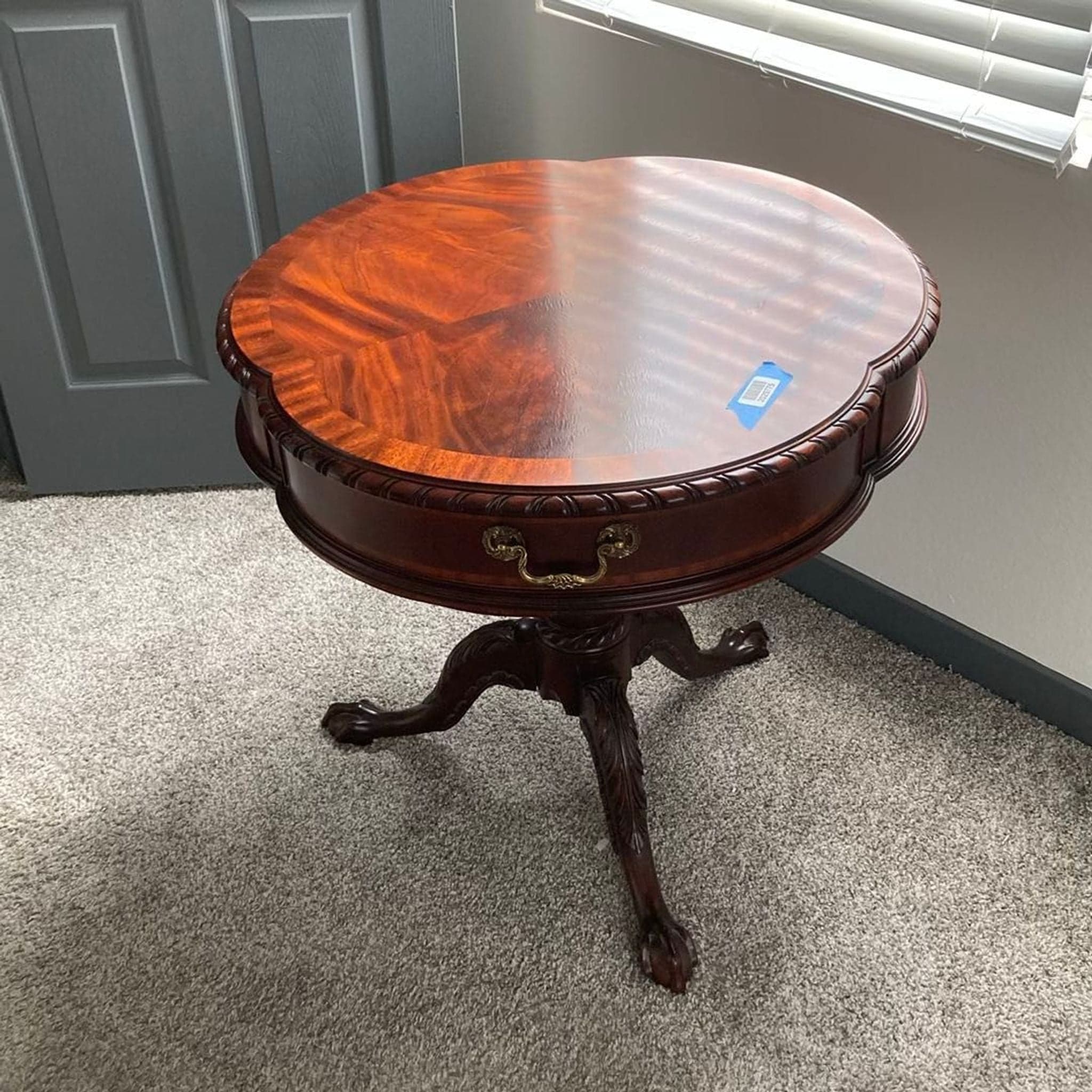Henkel Harris Clover Top Mahogany Drum Table - Image 1
