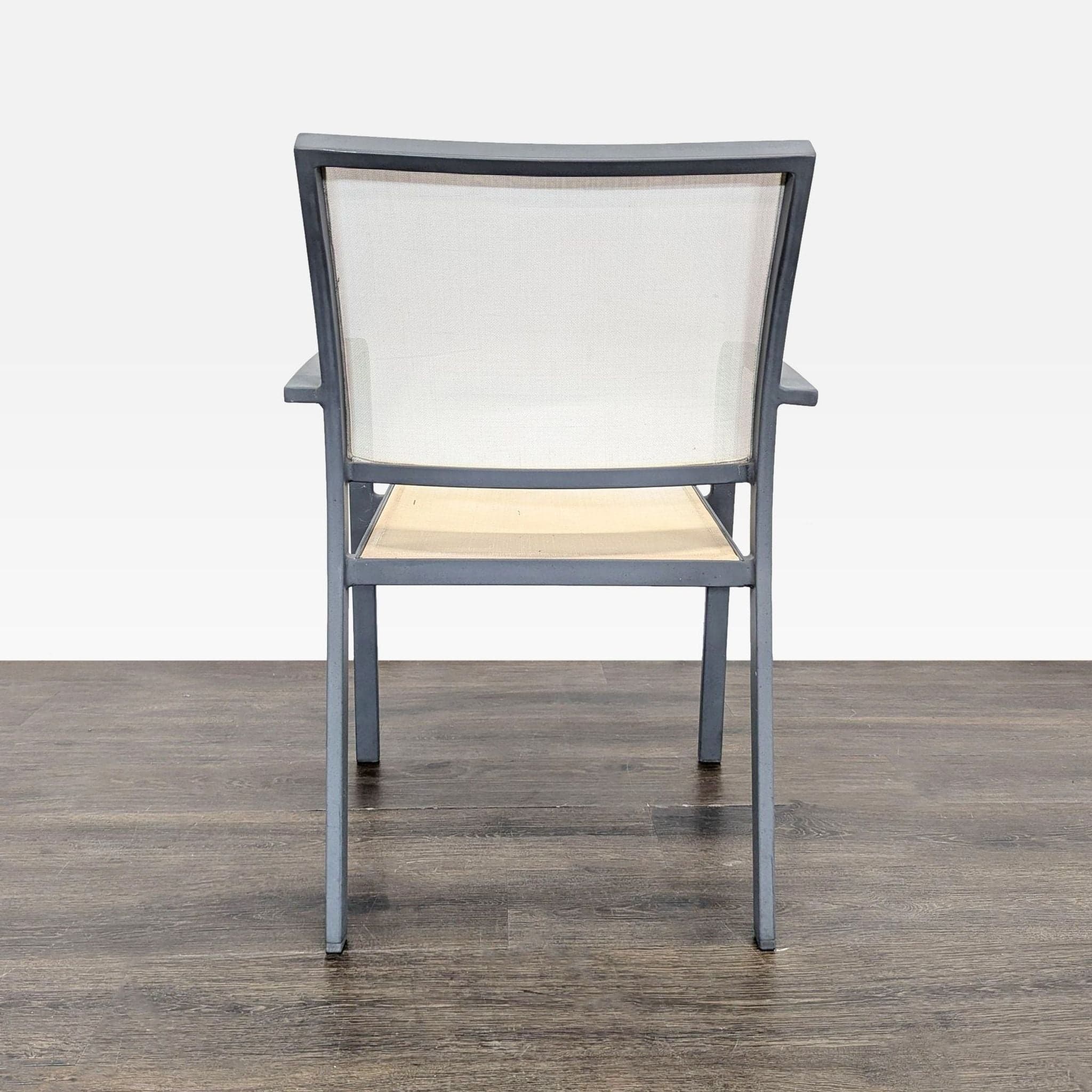 Set of 4 Modern Beige Mesh Armchair with Metal Frame - Thumbnail 4