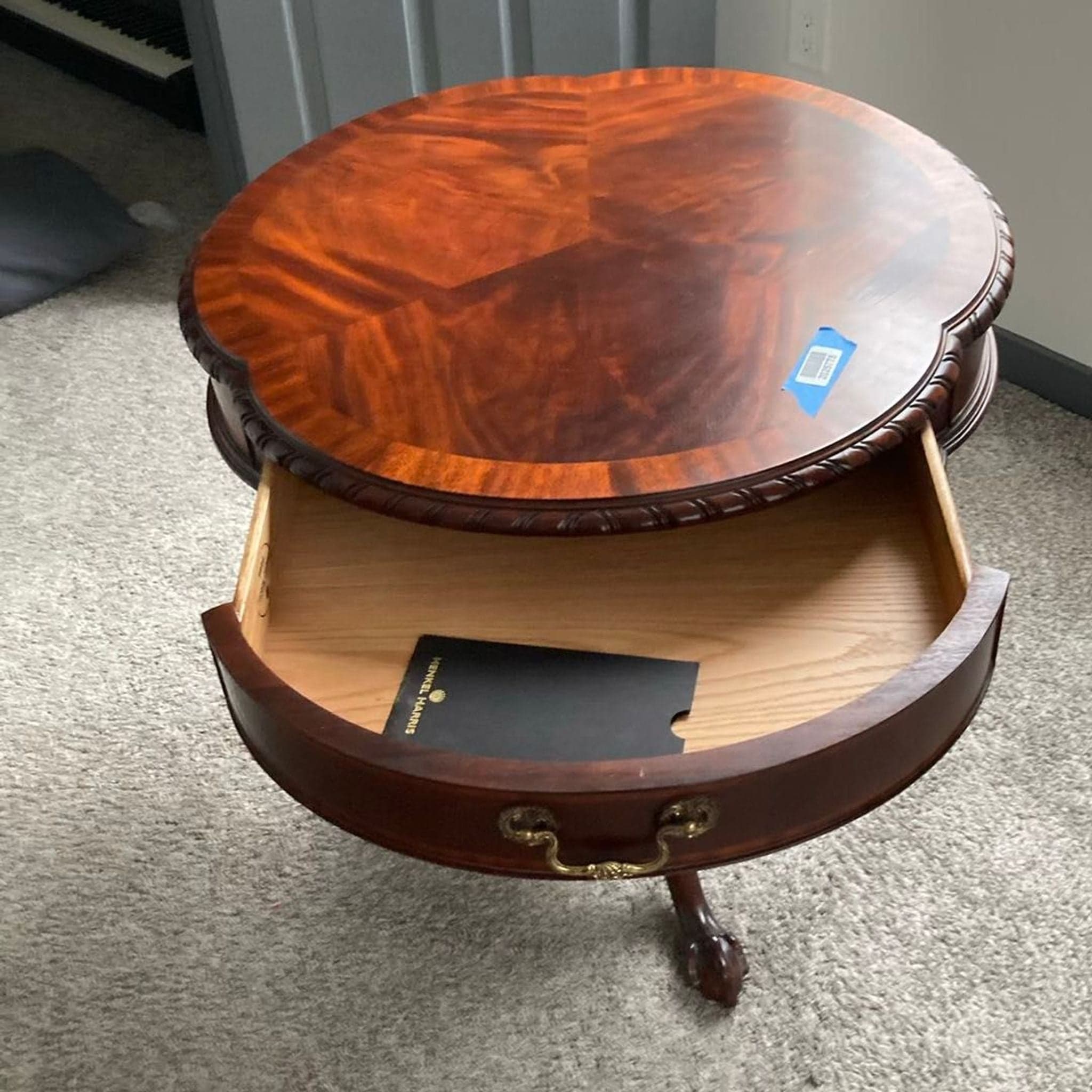 Henkel Harris Clover Top Mahogany Drum Table - Thumbnail 7