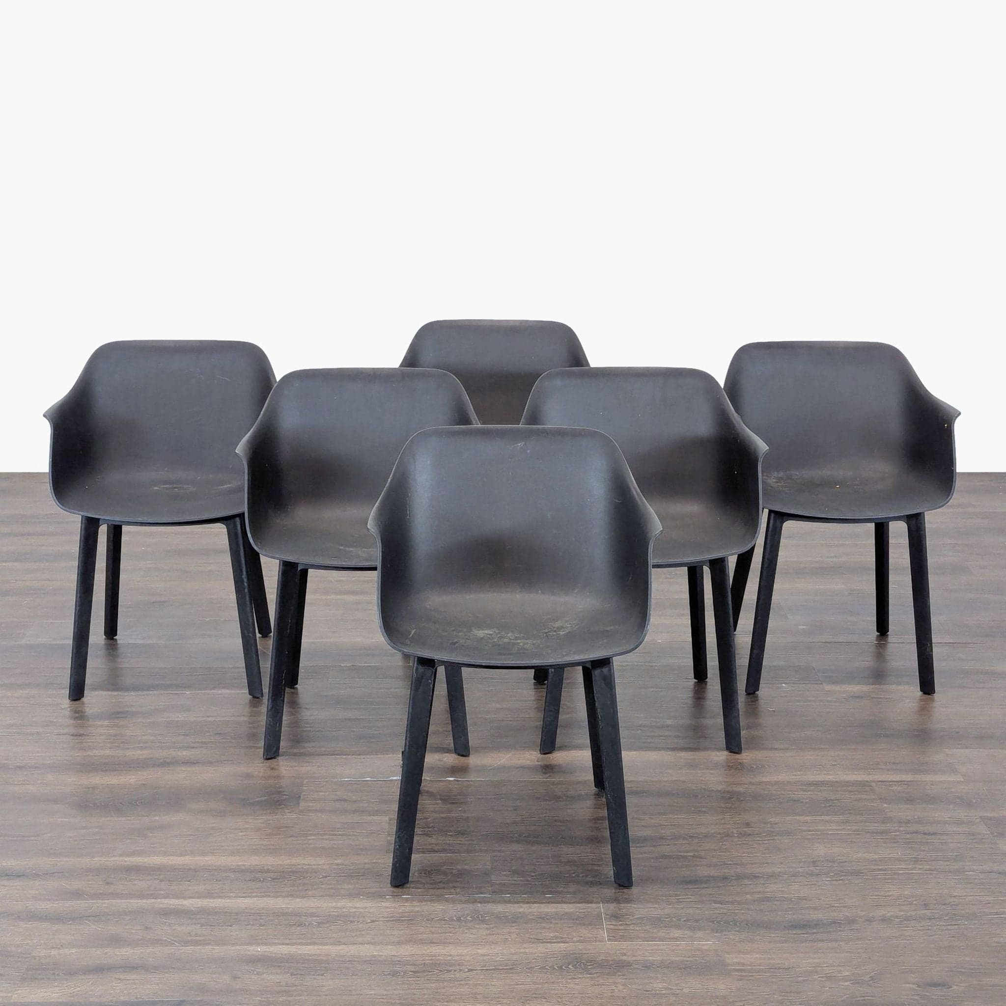 Set of 6 Resol Black Plastic Outdoor Armchairs – Modern and Durable - Image 1
