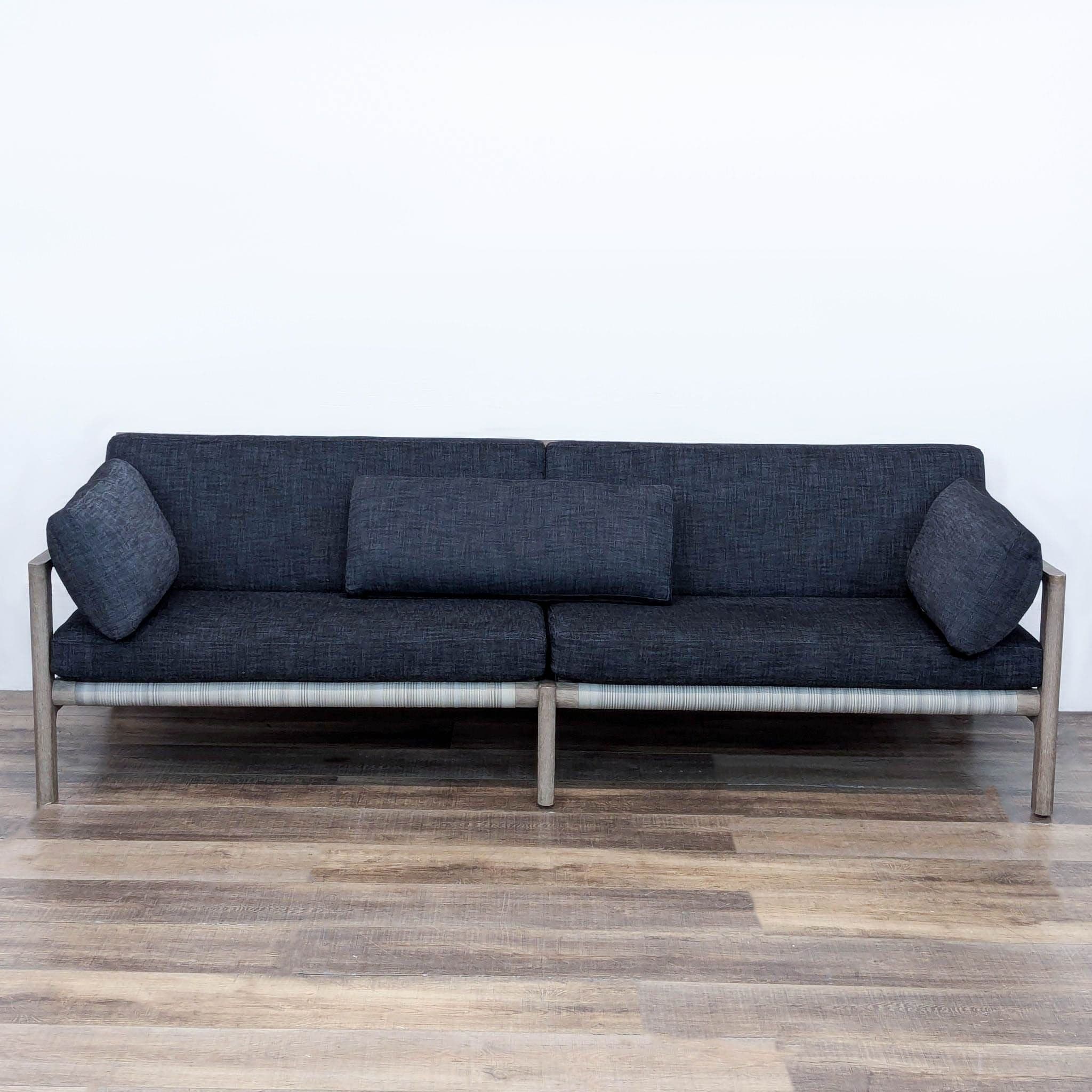 Restoration Hardware Mesa Weathered Teal Outdoor Sofa - Image 1