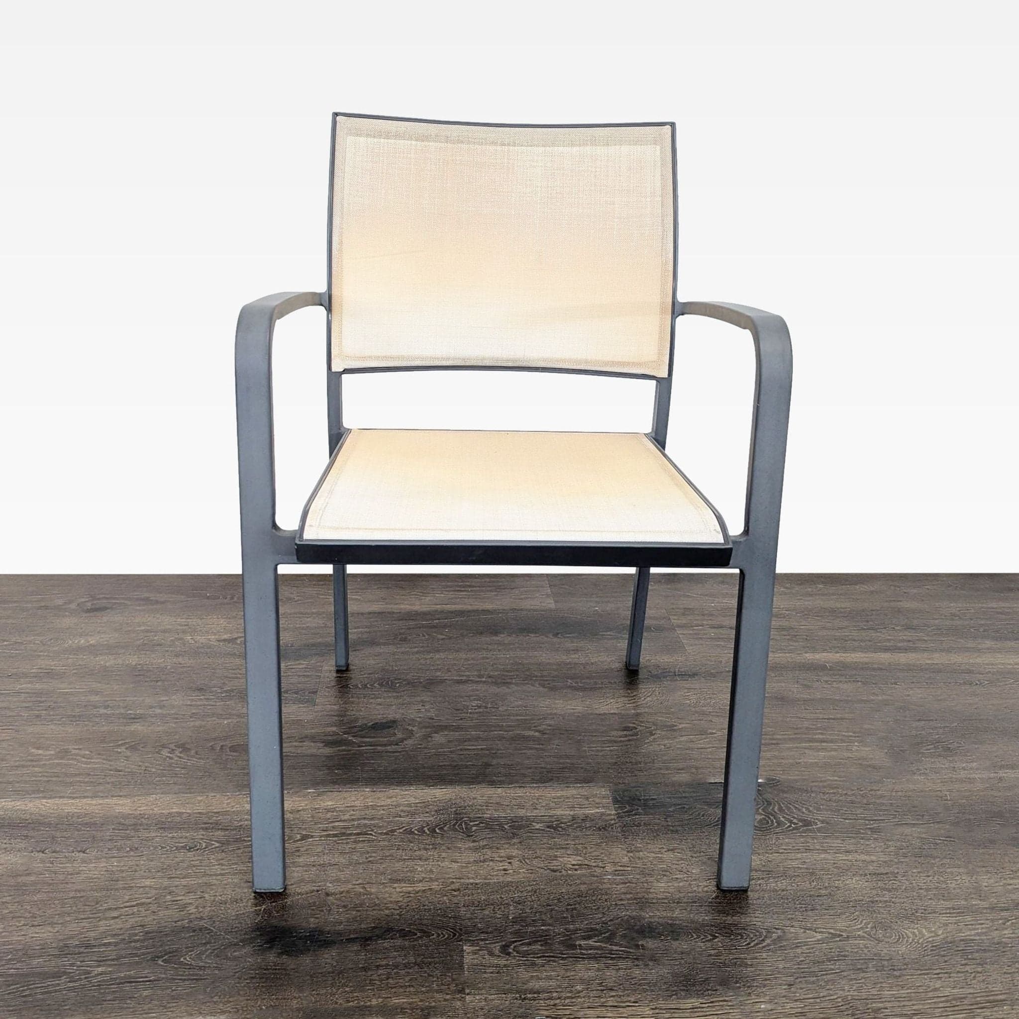Set of 4 Modern Beige Mesh Armchair with Metal Frame - Thumbnail 3