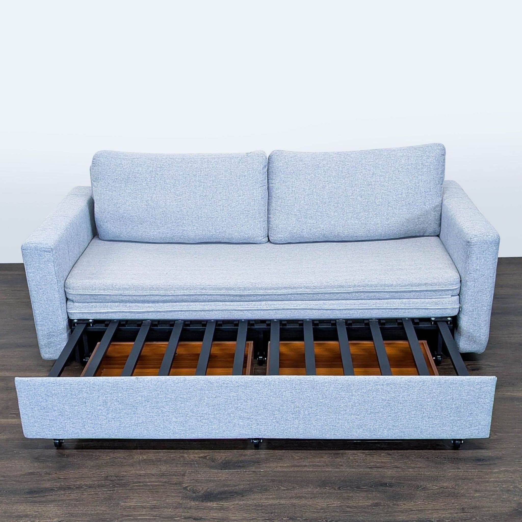Modern Light Gray Sleeper Sofa with Pull-Out Bed - Thumbnail 7