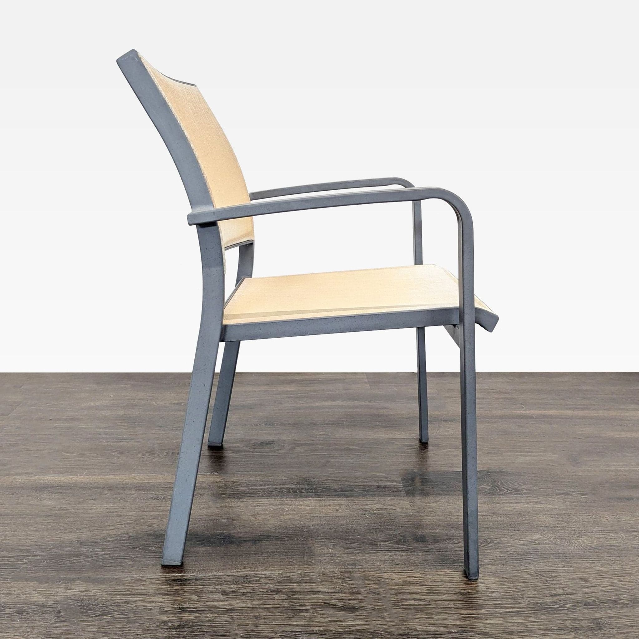 Set of 4 Modern Beige Mesh Armchair with Metal Frame - Thumbnail 6
