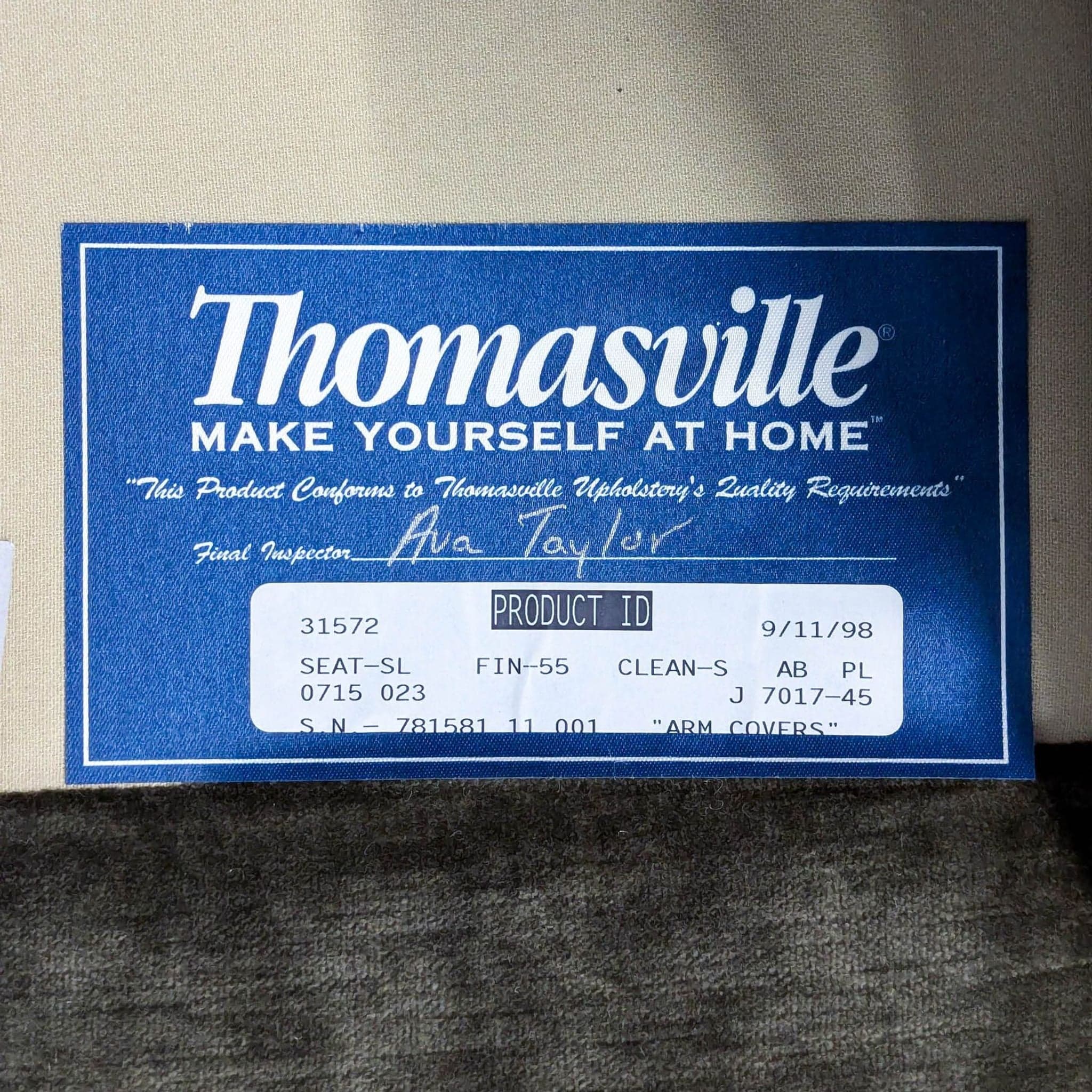Thomasville Olive Green Tufted Lounge Chair with Carved Wooden Legs - Thumbnail 10