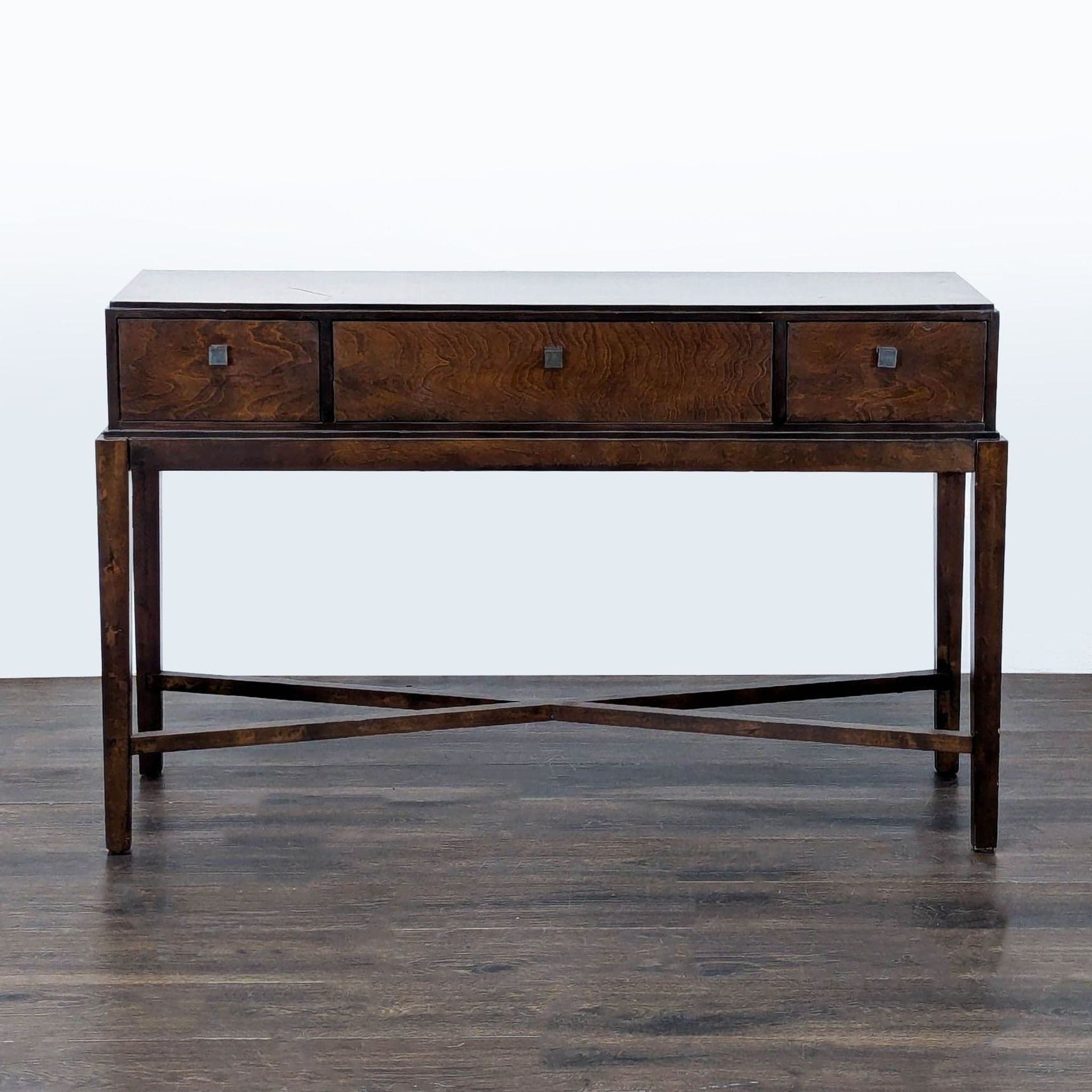 Three Drawer Wood Console Table - Image 1