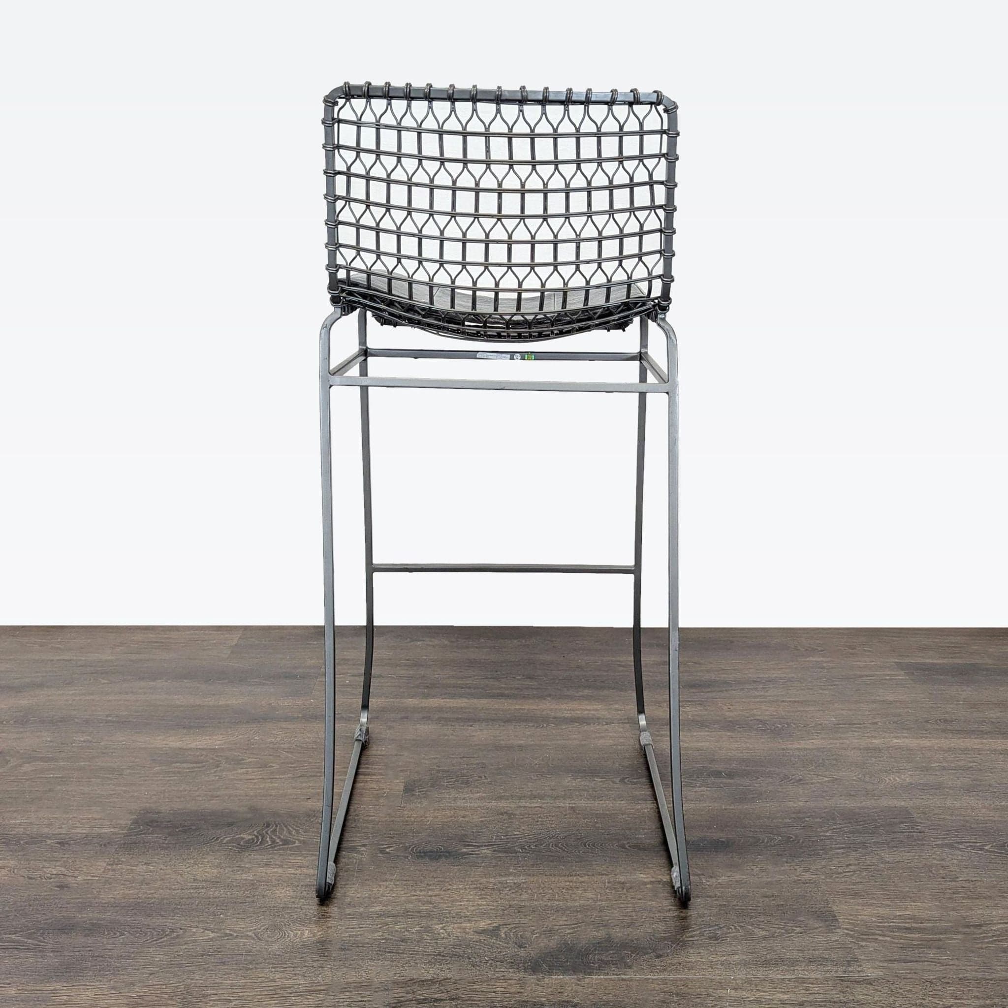 Set of Three Crate & Barrel Tig Metal Bar Stools with Cushions - Thumbnail 4