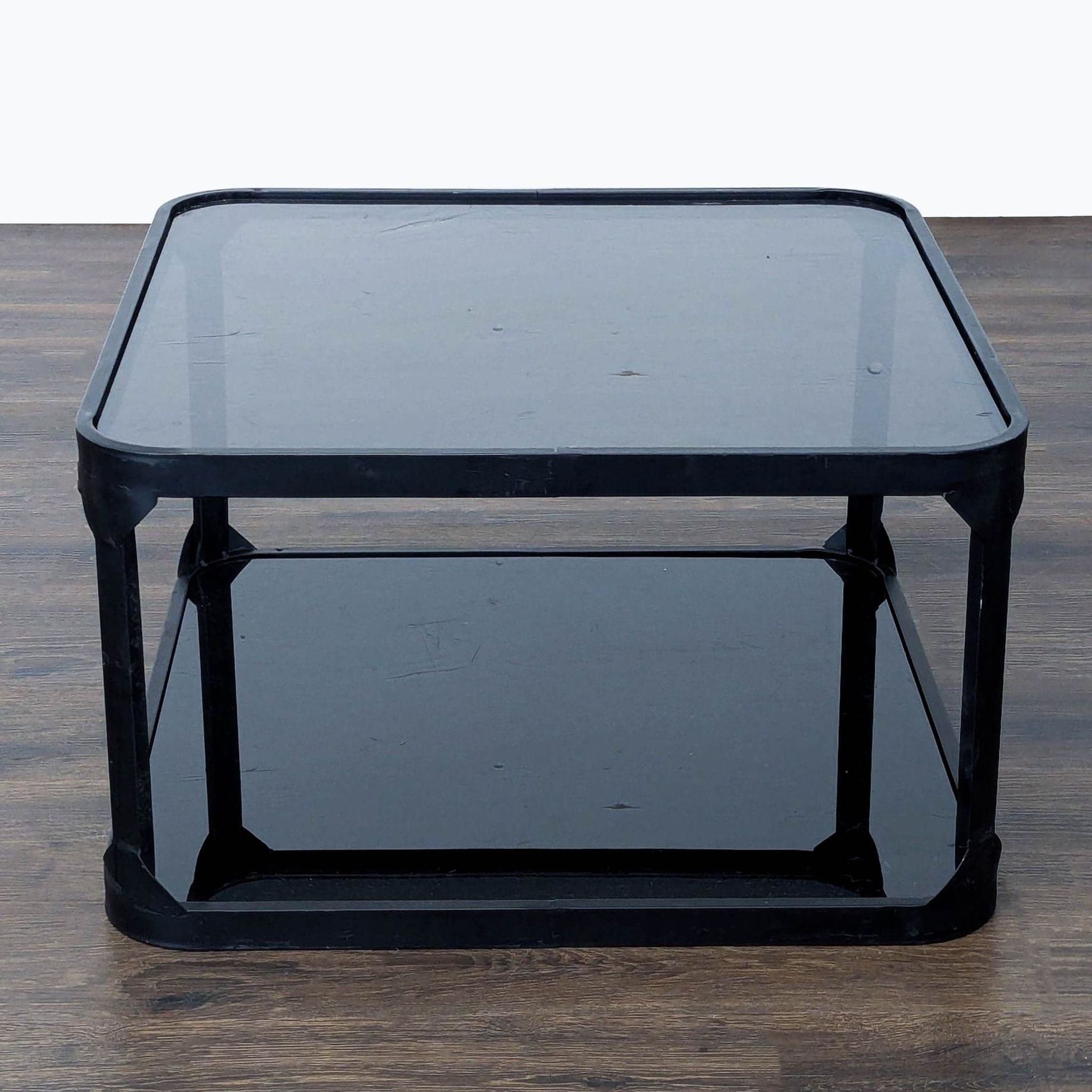 Metal and Glass Coffee Table with Mirror Shelf - Thumbnail 3