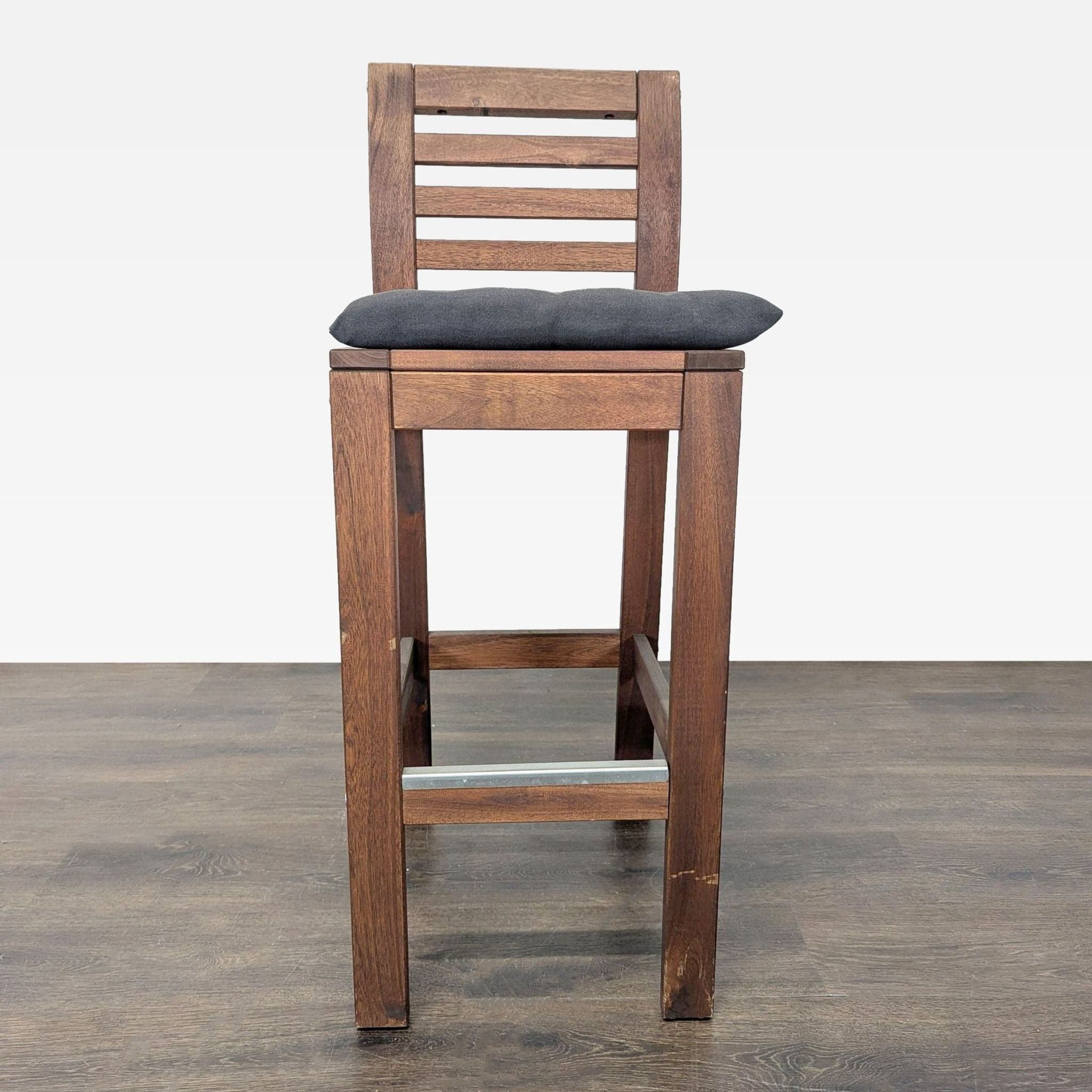 Wood Ladderback Bar Stool with Cushion - Image 1