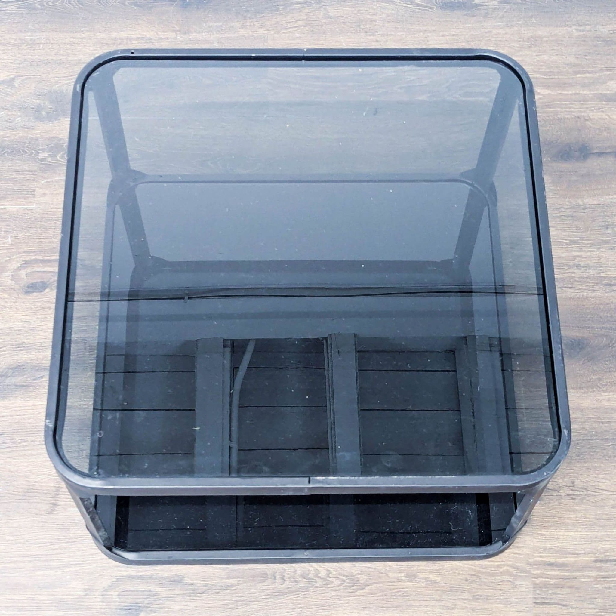 Metal and Glass Coffee Table with Mirror Shelf - Thumbnail 4