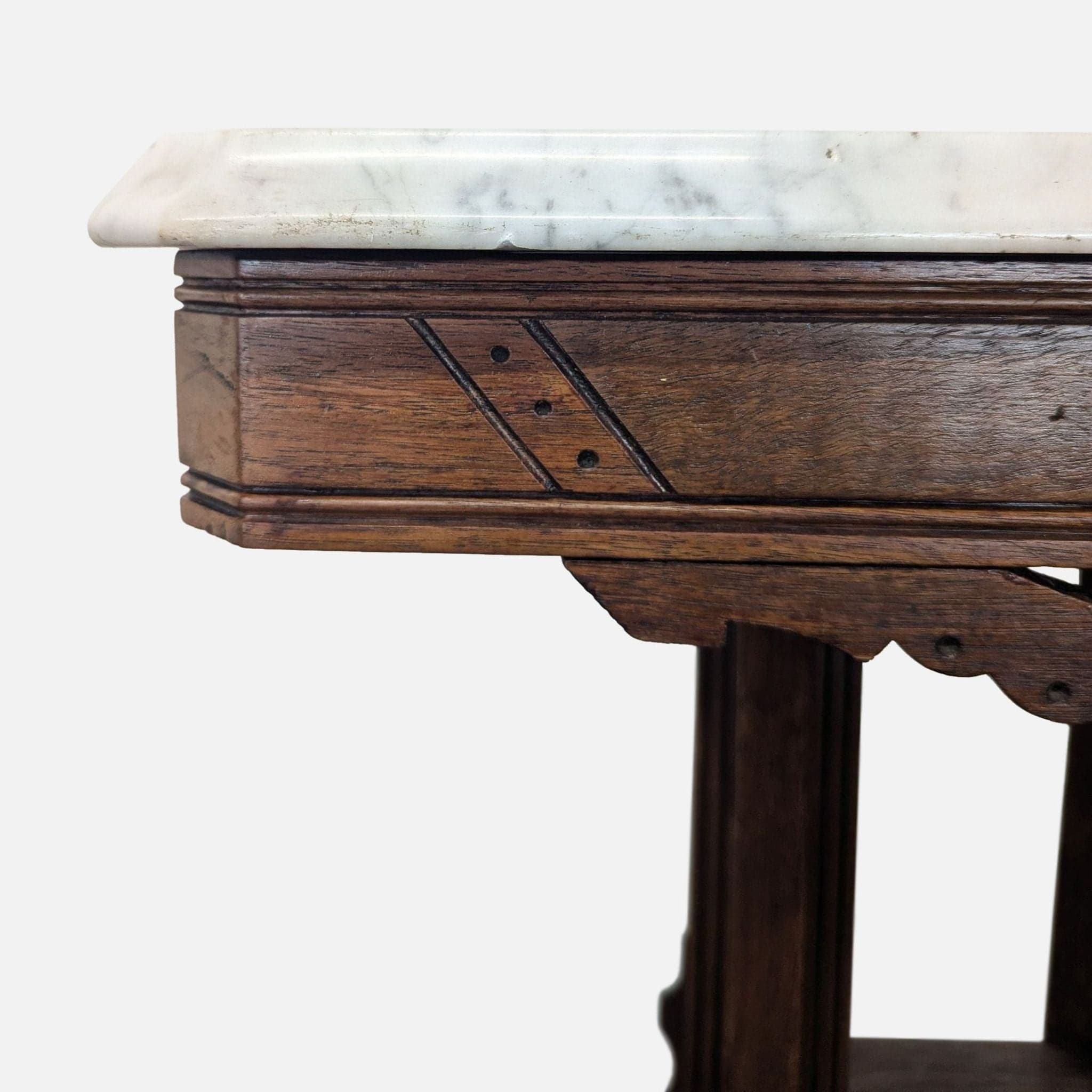 Eastlake Victorian Marble Top Side Table - Thumbnail 4