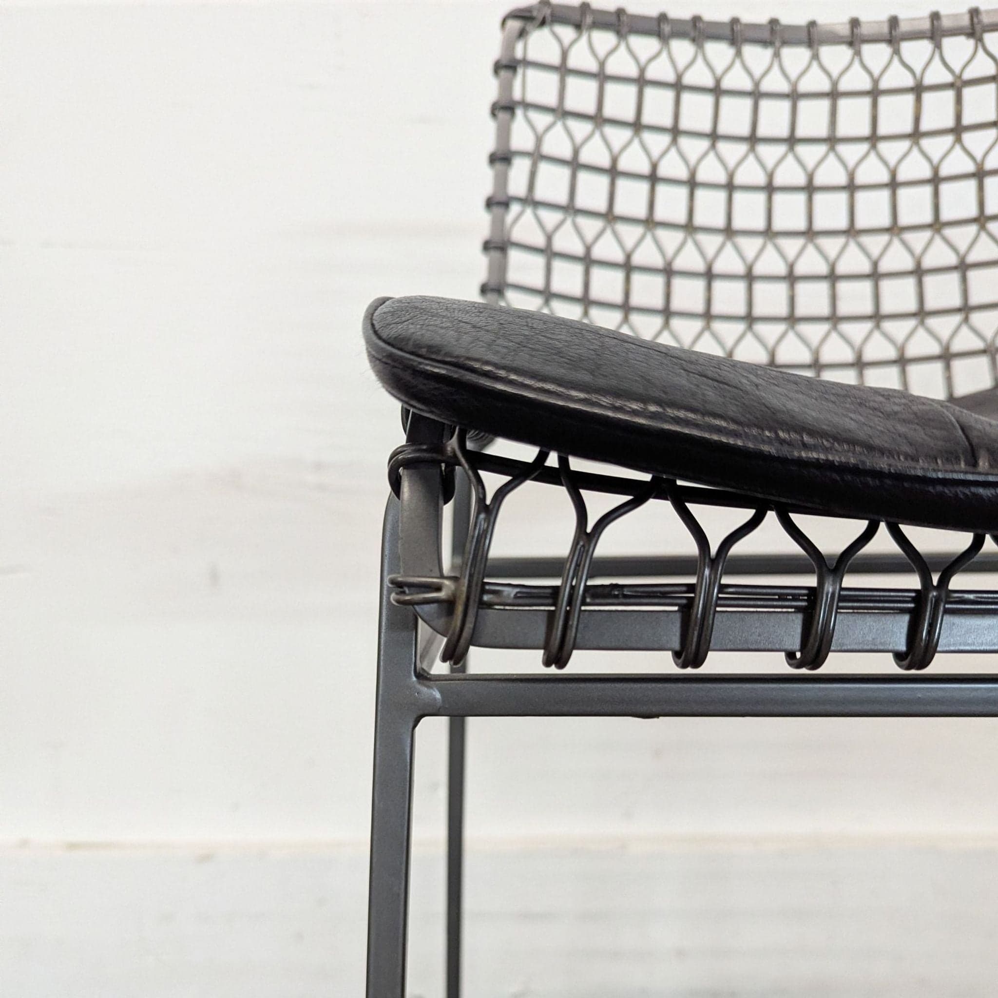 Set of Three Crate & Barrel Tig Metal Bar Stools with Cushions - Thumbnail 5