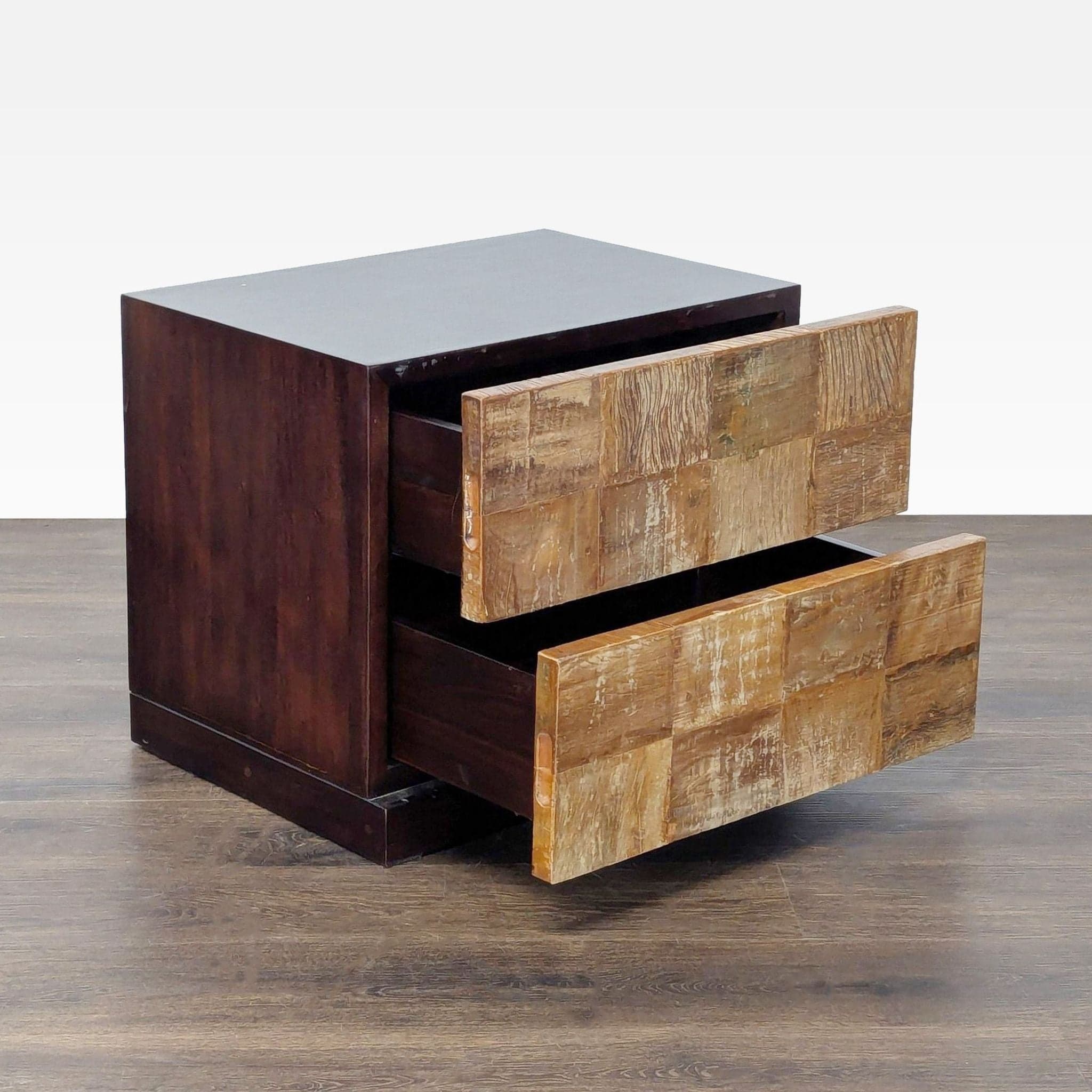 Two Drawer Wood Nightstand - Thumbnail 2