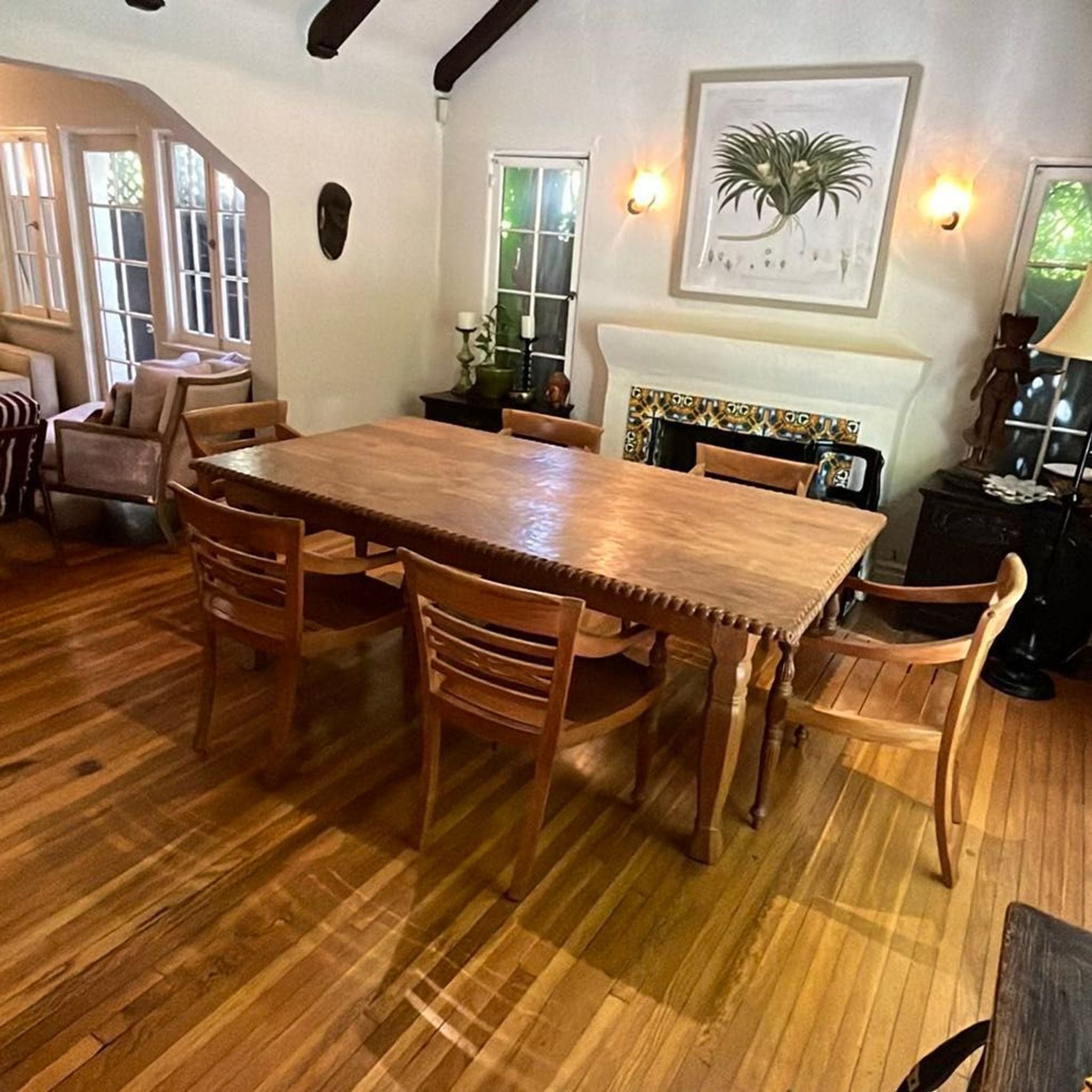 Hand Carved Antique Indonesian Reclaimed Teak Dining Set - Thumbnail 6