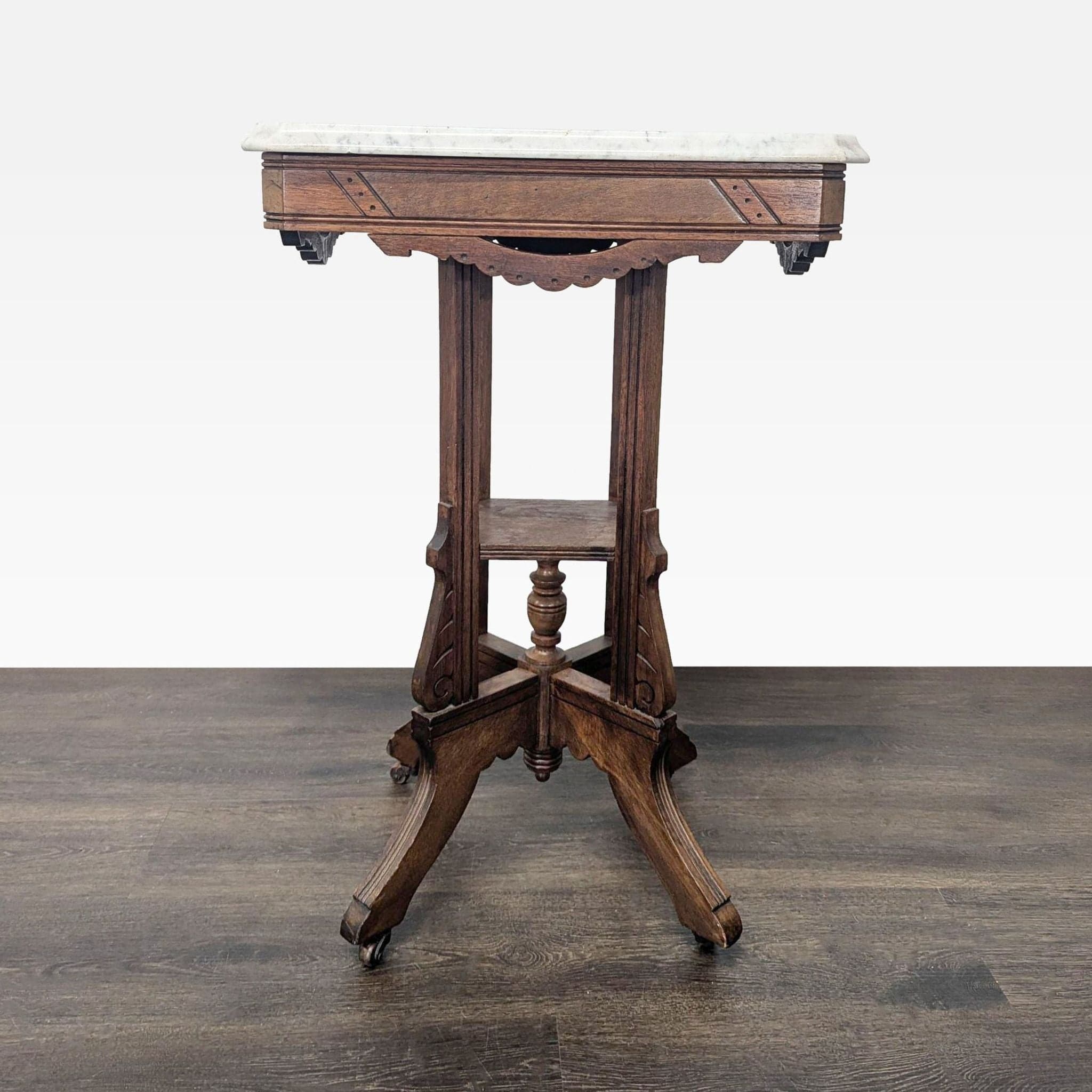 Eastlake Victorian Marble Top Side Table - Thumbnail 2