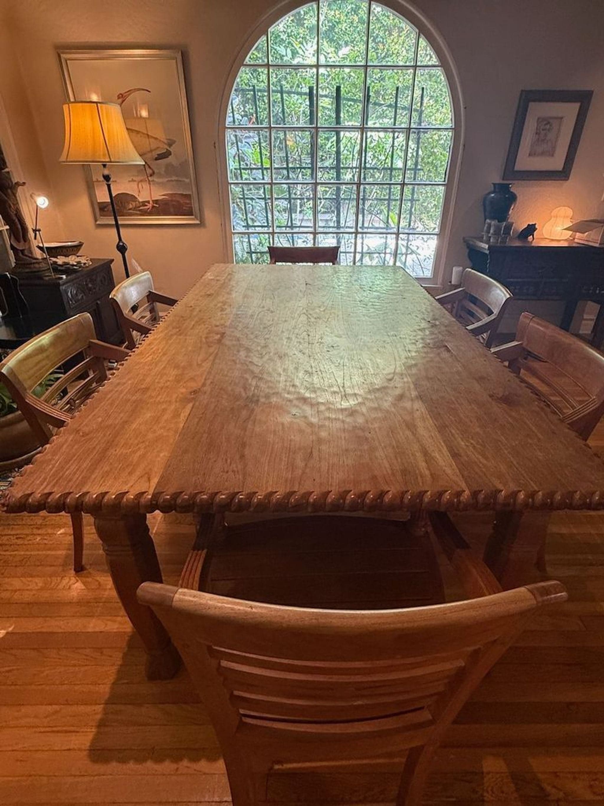 Hand Carved Antique Indonesian Reclaimed Teak Dining Set - Thumbnail 4