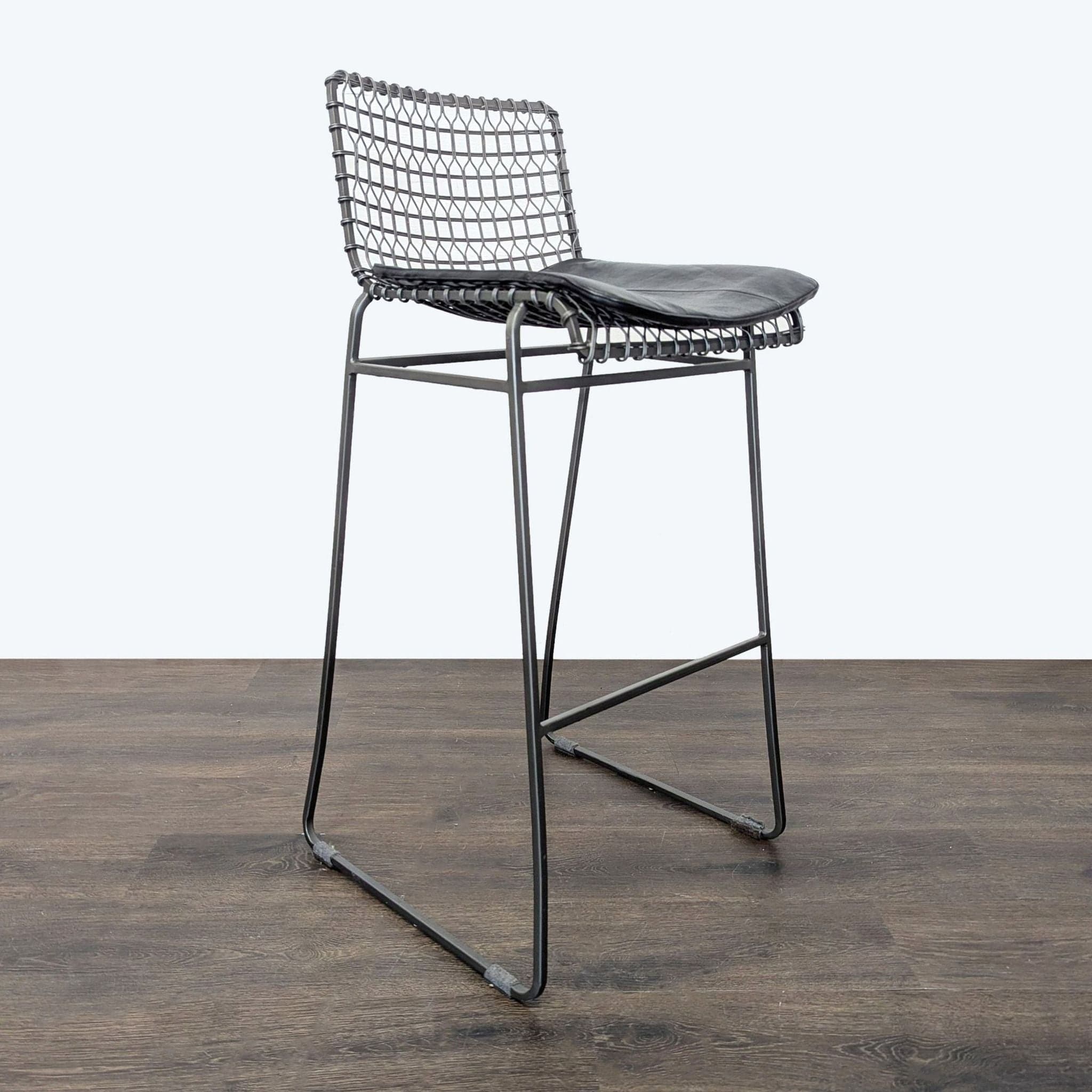 Set of Three Crate & Barrel Tig Metal Bar Stools with Cushions - Thumbnail 2