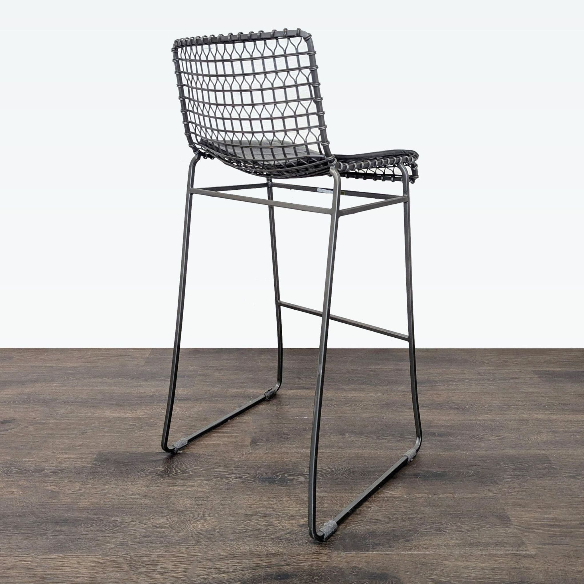 Set of Three Crate & Barrel Tig Metal Bar Stools with Cushions - Thumbnail 10