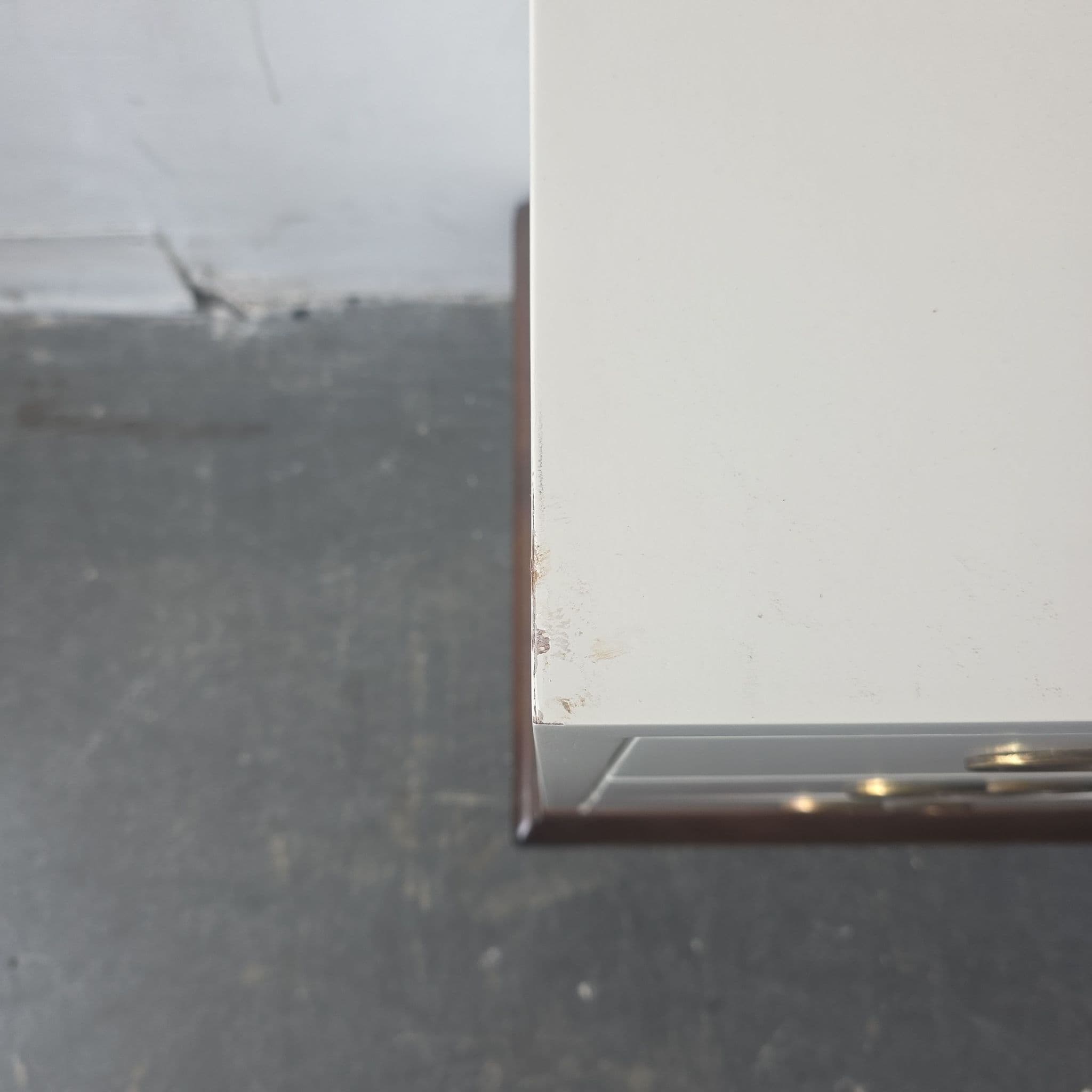 Henredon White 3-Drawer End Tables with Brass Pulls - Pair - Thumbnail 5