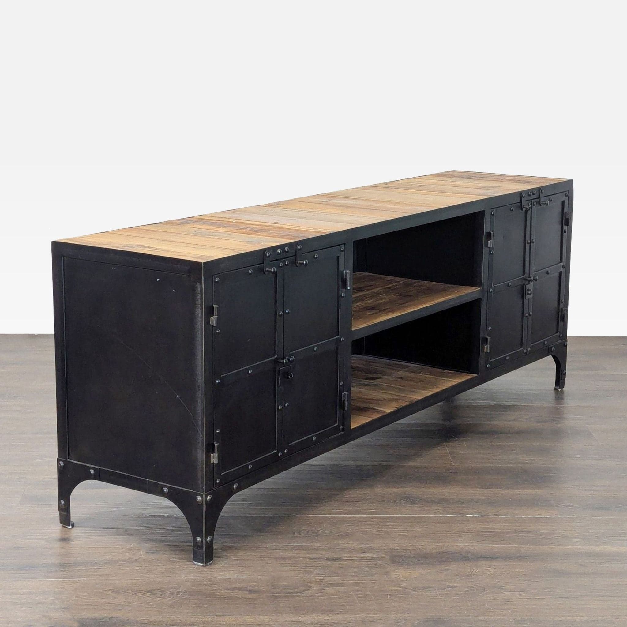 Industrial Wood and Metal Media Console - Thumbnail 8