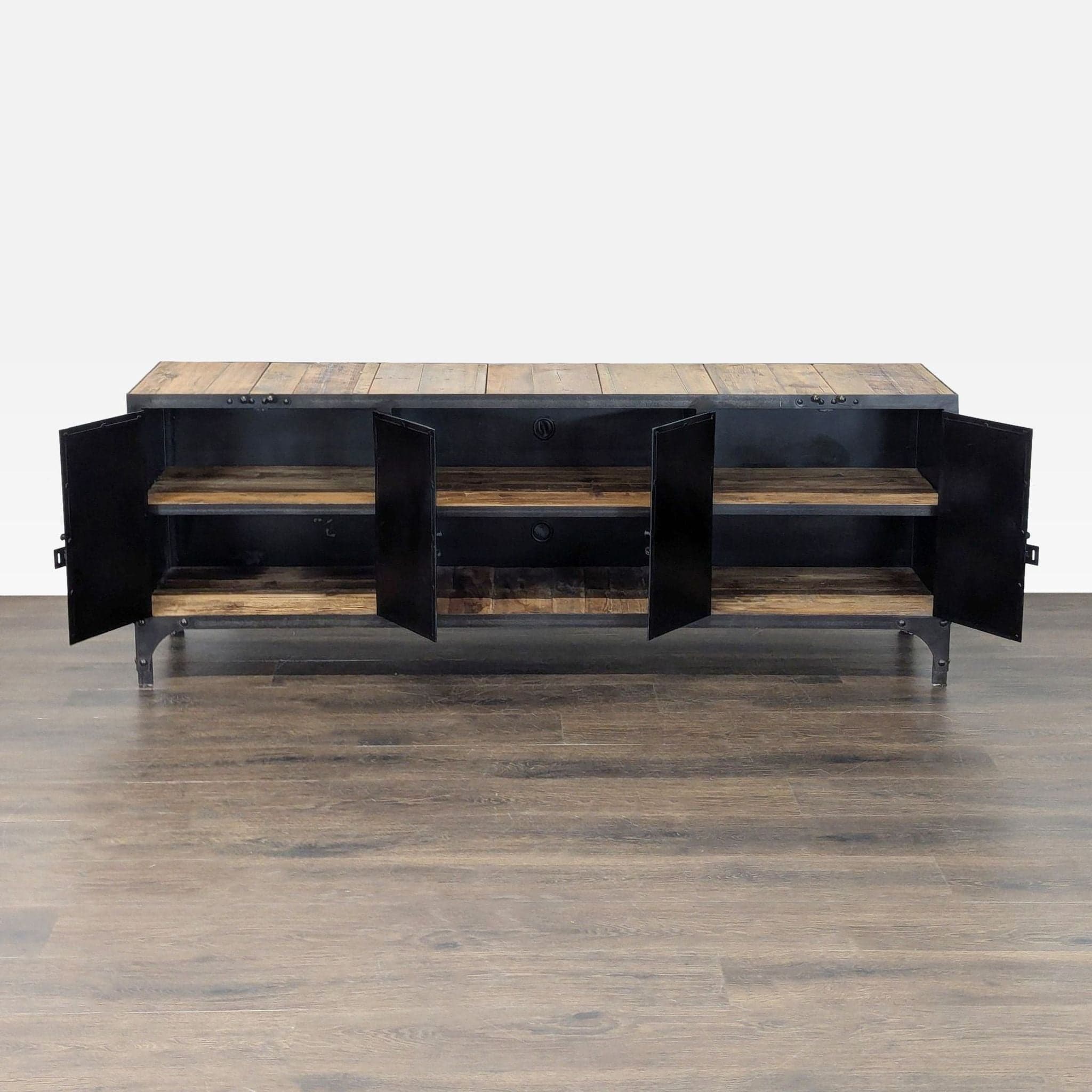 Industrial Wood and Metal Media Console - Thumbnail 2