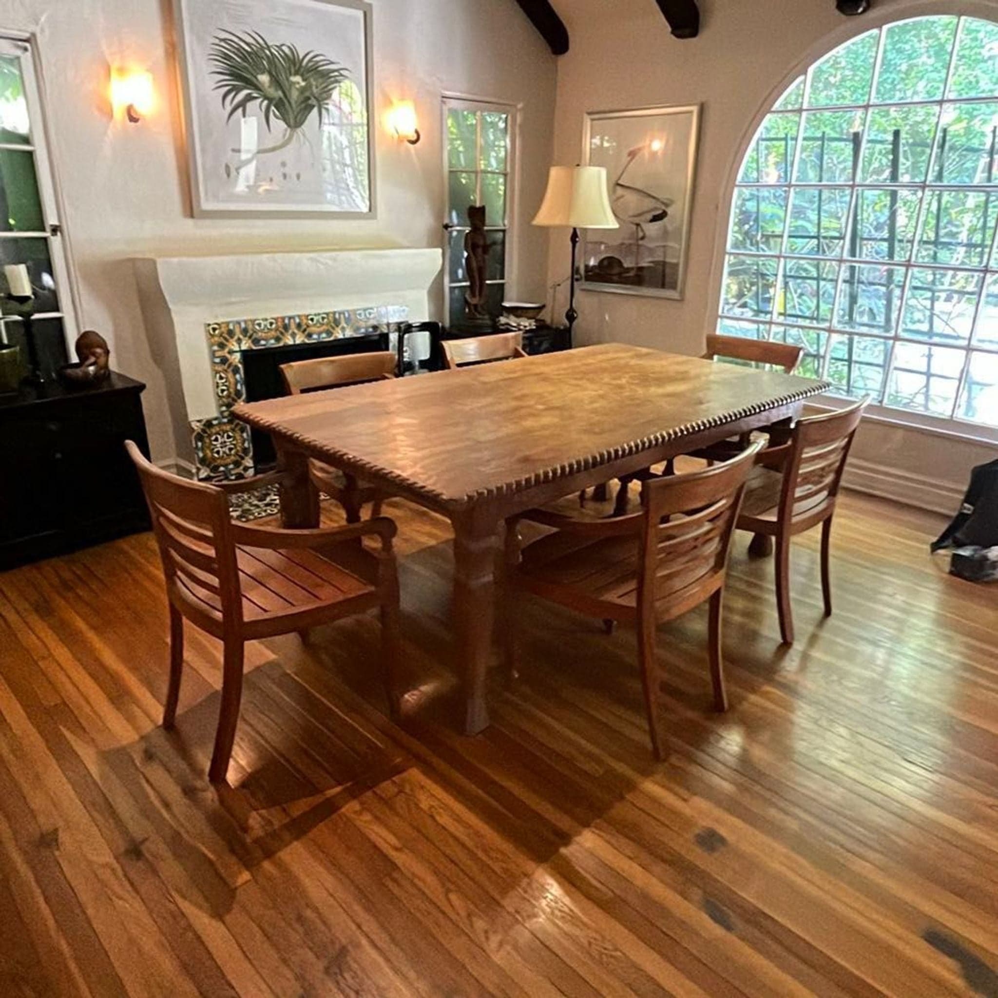 Hand Carved Antique Indonesian Reclaimed Teak Dining Set - Thumbnail 7