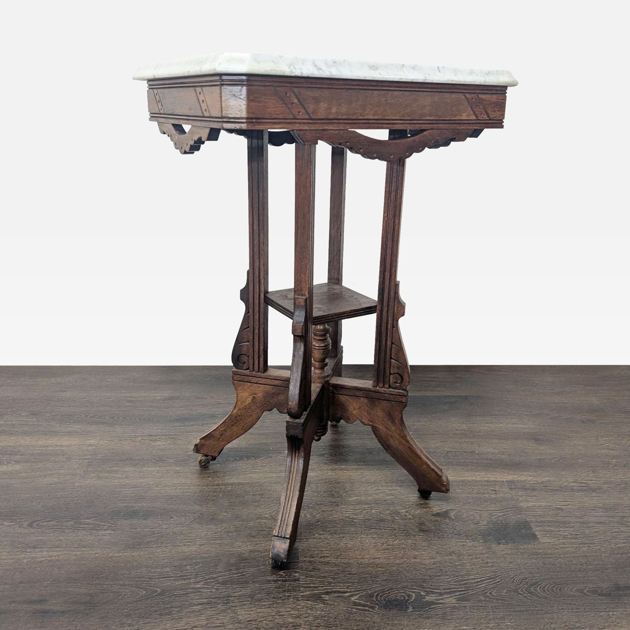 Eastlake Victorian Marble Top Side Table - Image 1
