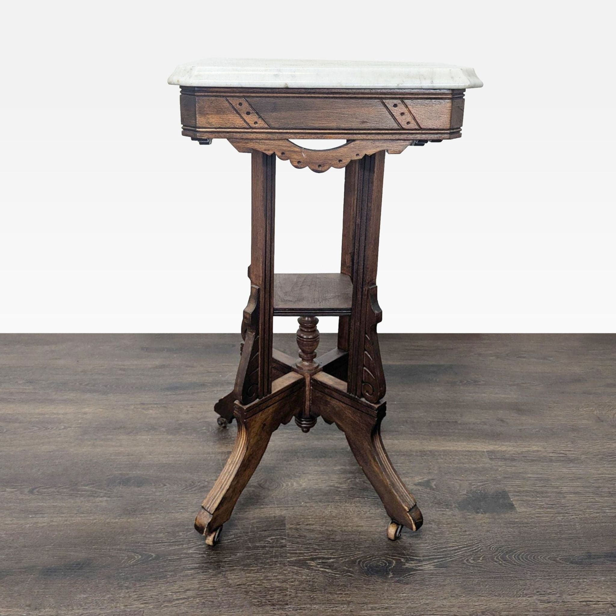 Eastlake Victorian Marble Top Side Table - Thumbnail 3