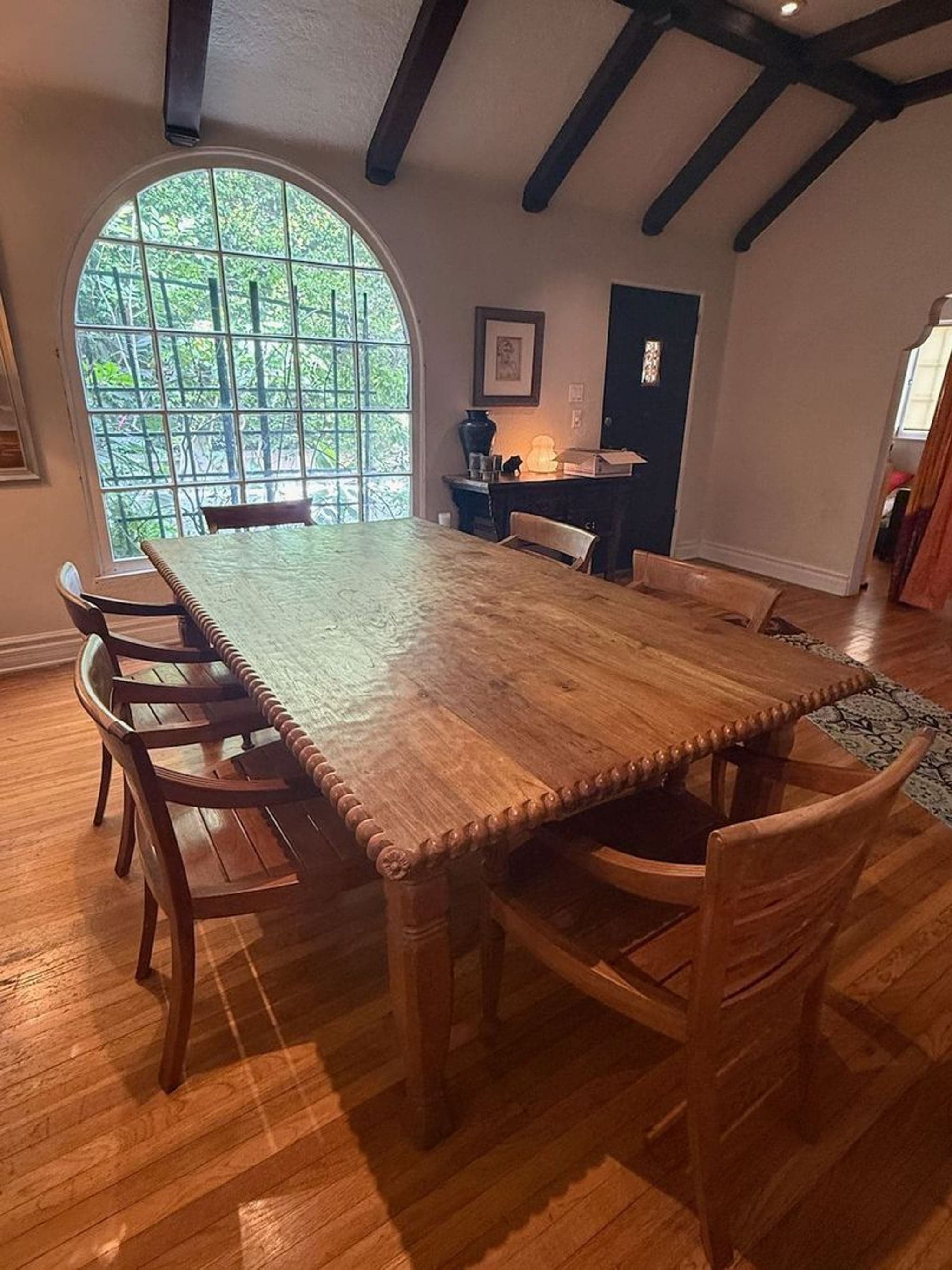 Hand Carved Antique Indonesian Reclaimed Teak Dining Set - Image 1