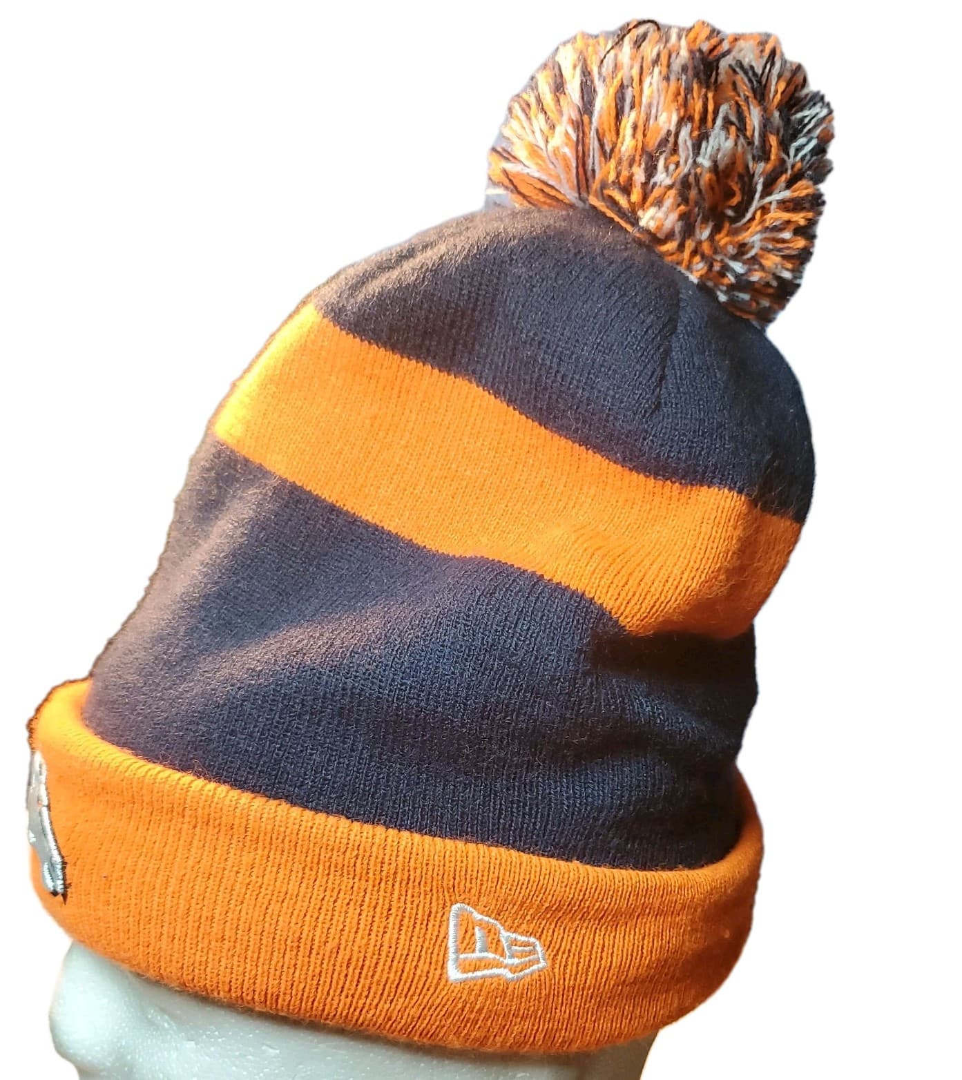 Denver Broncos Beanie Hat Cap Orange Blue White New Era Knit Pompom NFL Football - Thumbnail 2