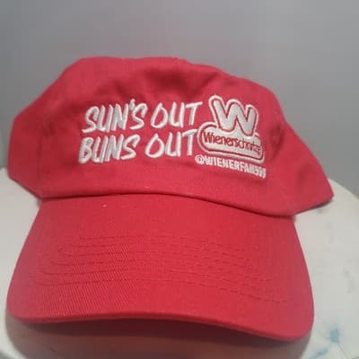 Der Wienerschnitzel Hat Cap Adjustable Red - Sun's Out Buns Out - Image 1