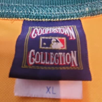 Vintage Oakland Athletics Jersey Mens XL Yellow Green MLB - Thumbnail 4