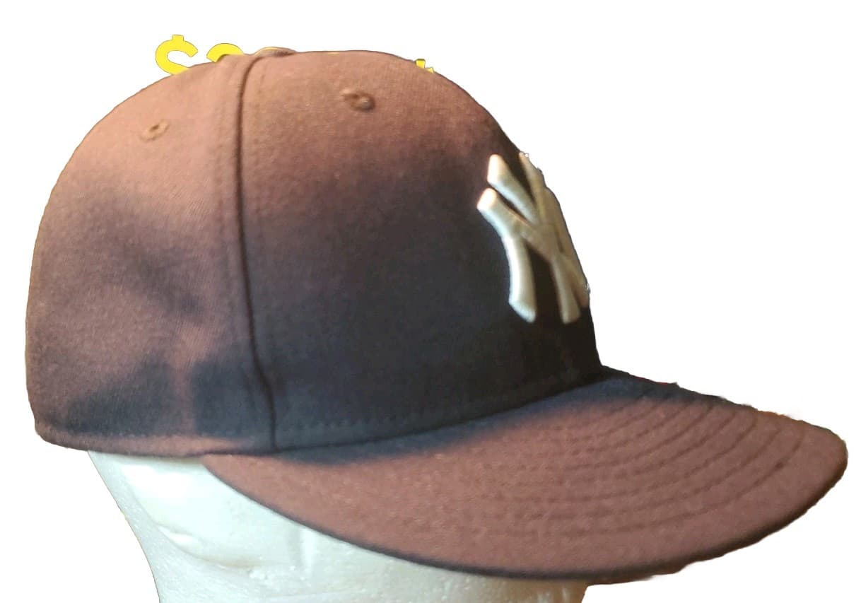 NY Yankees Hat Mens Size 7 1/8 Fitted New Era 59Fifty Game Cap Black , Vintage - Thumbnail 3