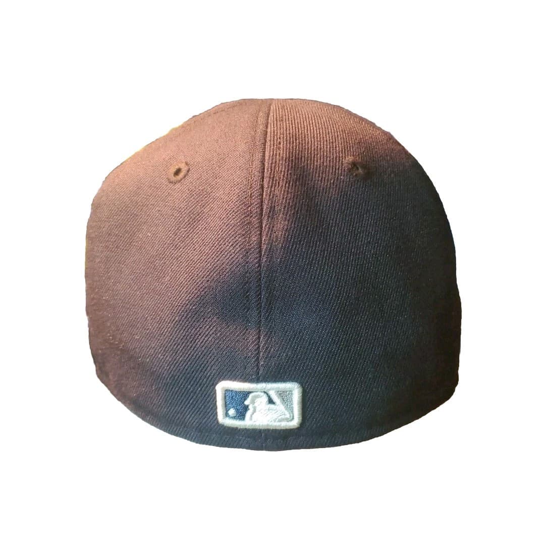 NY Yankees Hat Mens Size 7 1/8 Fitted New Era 59Fifty Game Cap Black , Vintage - Thumbnail 2