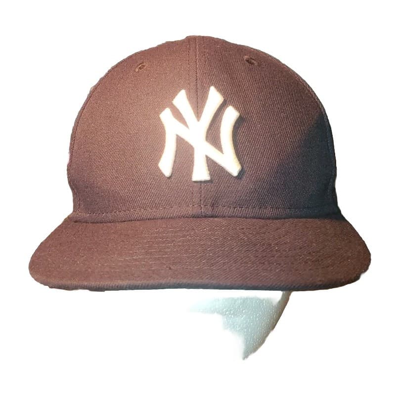 NY Yankees Hat Mens Size 7 1/8 Fitted New Era 59Fifty Game Cap Black , Vintage - Image 1