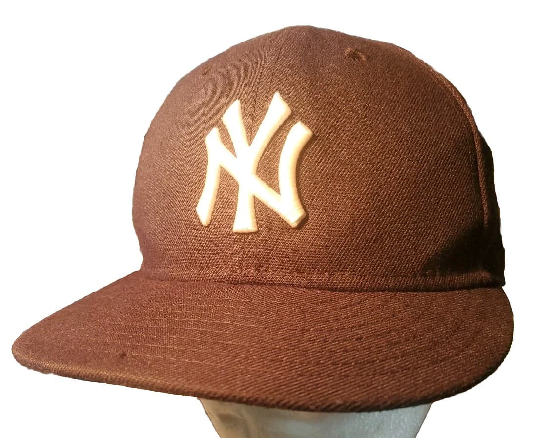 NY Yankees Hat Mens Size 7 1/8 Fitted New Era 59Fifty Game Cap Black , Vintage - Thumbnail 7