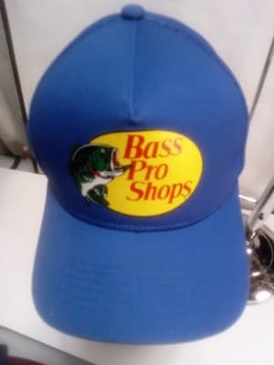 Blue Bass Pro Shops Y2K Hat Cap Fishing Outdoor Ammo Firearms Archery Hunt Game - Image 1