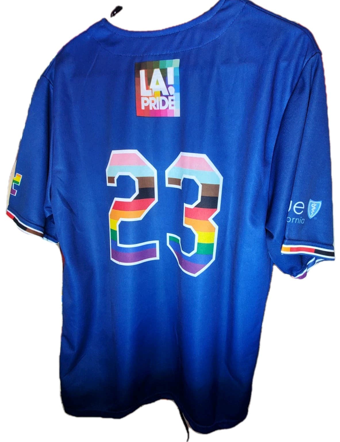 Dodgers Size M Men's Blue Short Sleeve #23 L.A. Pride Polyester Baseball Jersey - Thumbnail 8