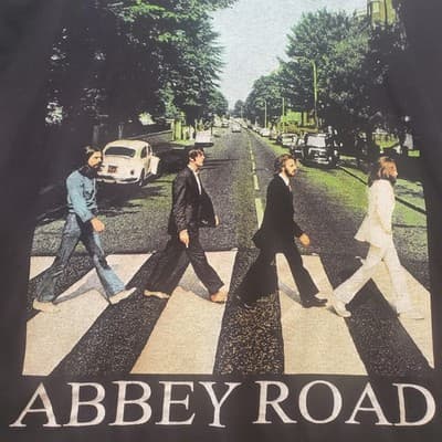 The Beatles Abbey Road Black Graphic T-Shirt Size Medium - Thumbnail 2