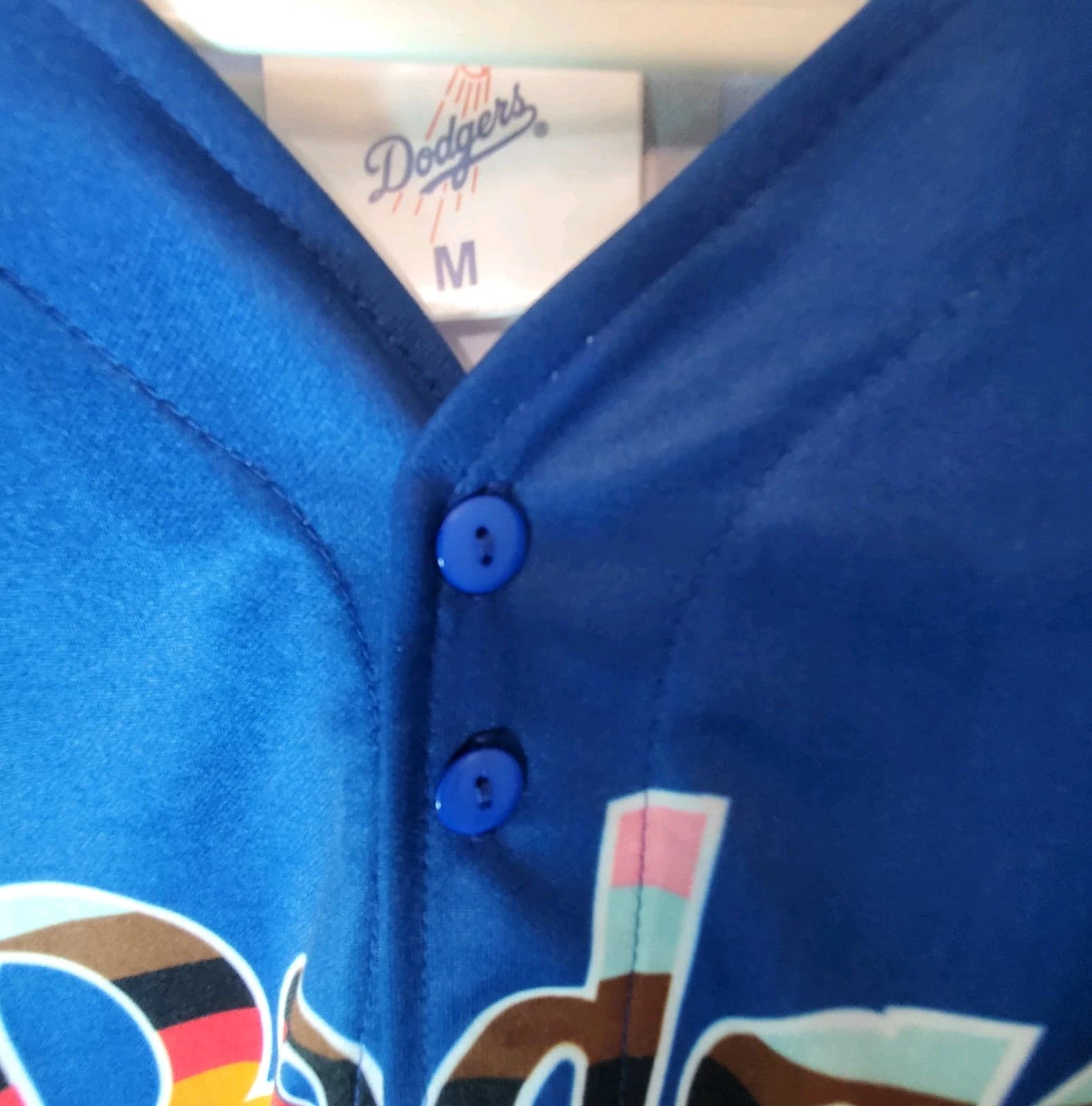Dodgers Size M Men's Blue Short Sleeve #23 L.A. Pride Polyester Baseball Jersey - Thumbnail 3