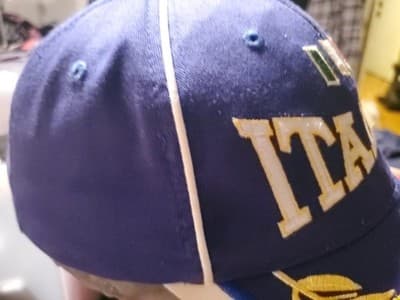 Italia Italy Blue Baseball Cap Embroidered Flag Laurel Leaves Adjustable - Thumbnail 4