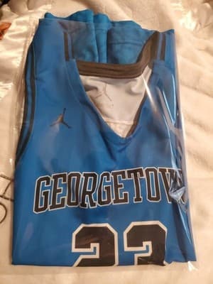 Nike Jordan Georgetown Team Flight Basketball Game Jersey Men's L Blue 865838 - Thumbnail 3
