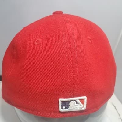 New Era 59fifty Los Angeles Angels of Anaheim fitted hat on field Red 6 1/2 - Thumbnail 4